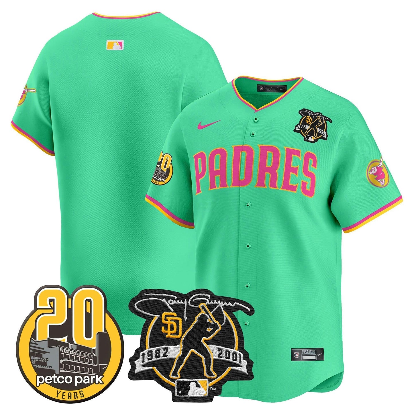 Camisa MLB Men’s Tony Gwynn & Petco Park 20th Patch Vapor Premier Limited Jersey V2