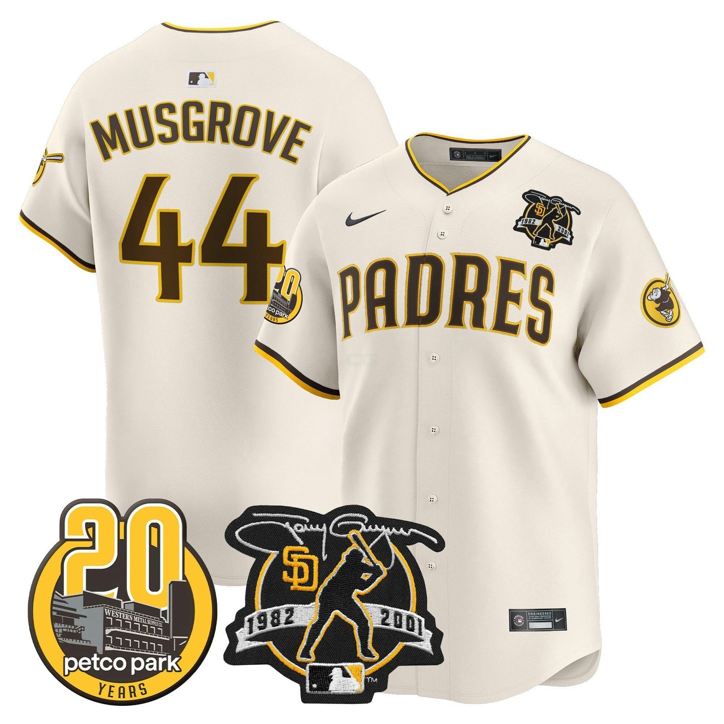 Camisa MLB Men’s Tony Gwynn & Petco Park 20th Patch Vapor Premier Limited Jersey V2