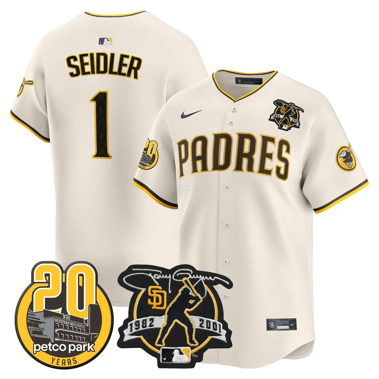 Camisa MLB Men’s Tony Gwynn & Petco Park 20th Patch Vapor Premier Limited Jersey V2