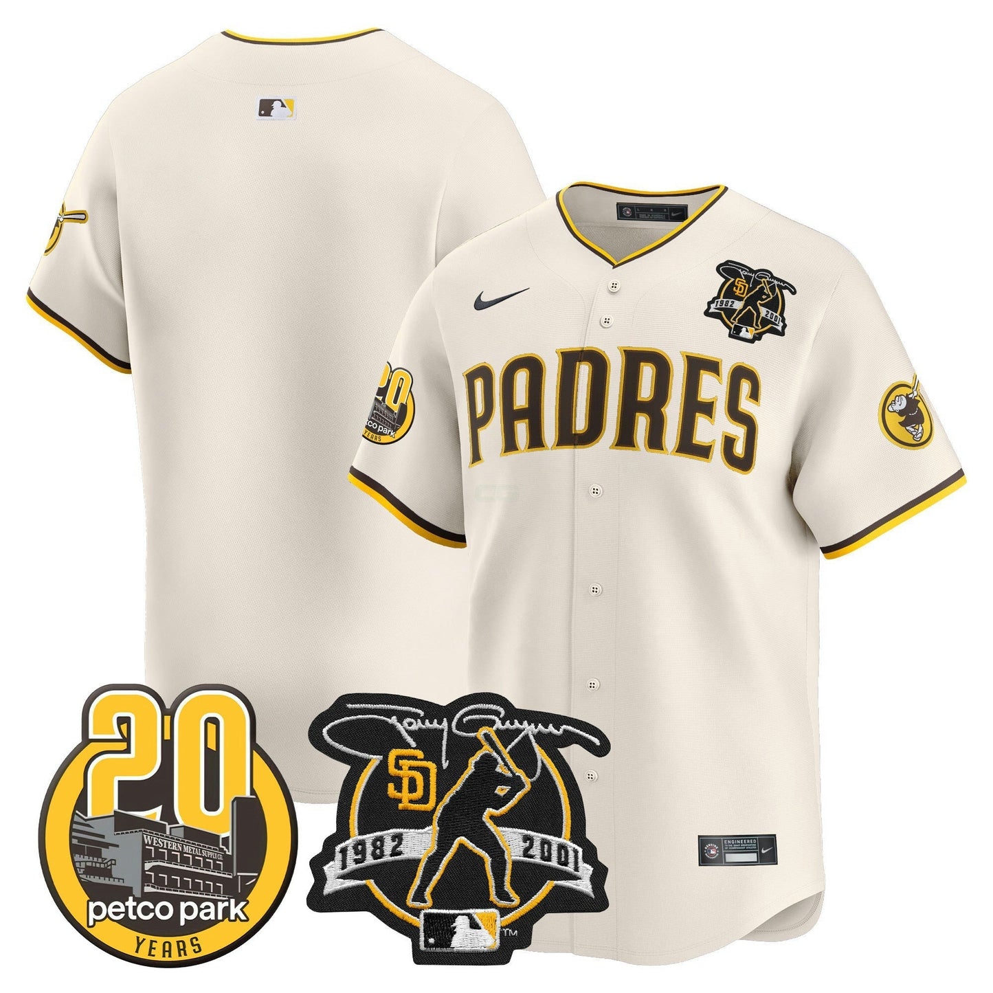 Camisa MLB Men’s Tony Gwynn & Petco Park 20th Patch Vapor Premier Limited Jersey V2