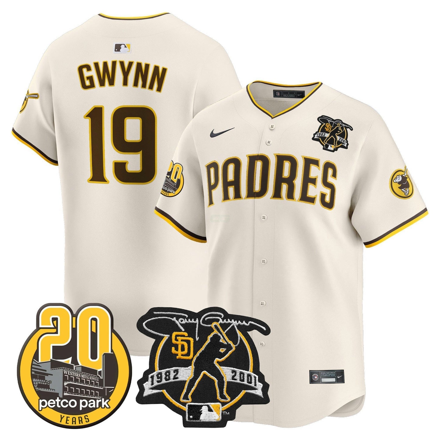 Camisa MLB Men’s Tony Gwynn & Petco Park 20th Patch Vapor Premier Limited Jersey V2