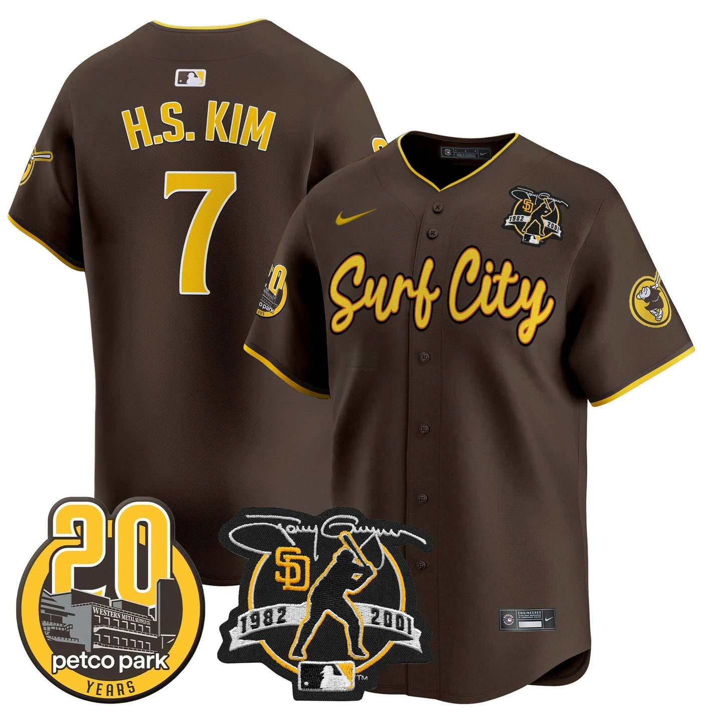 Camisa MLB Men’s Tony Gwynn & Petco Park 20th Patch Vapor Premier Limited Jersey V3
