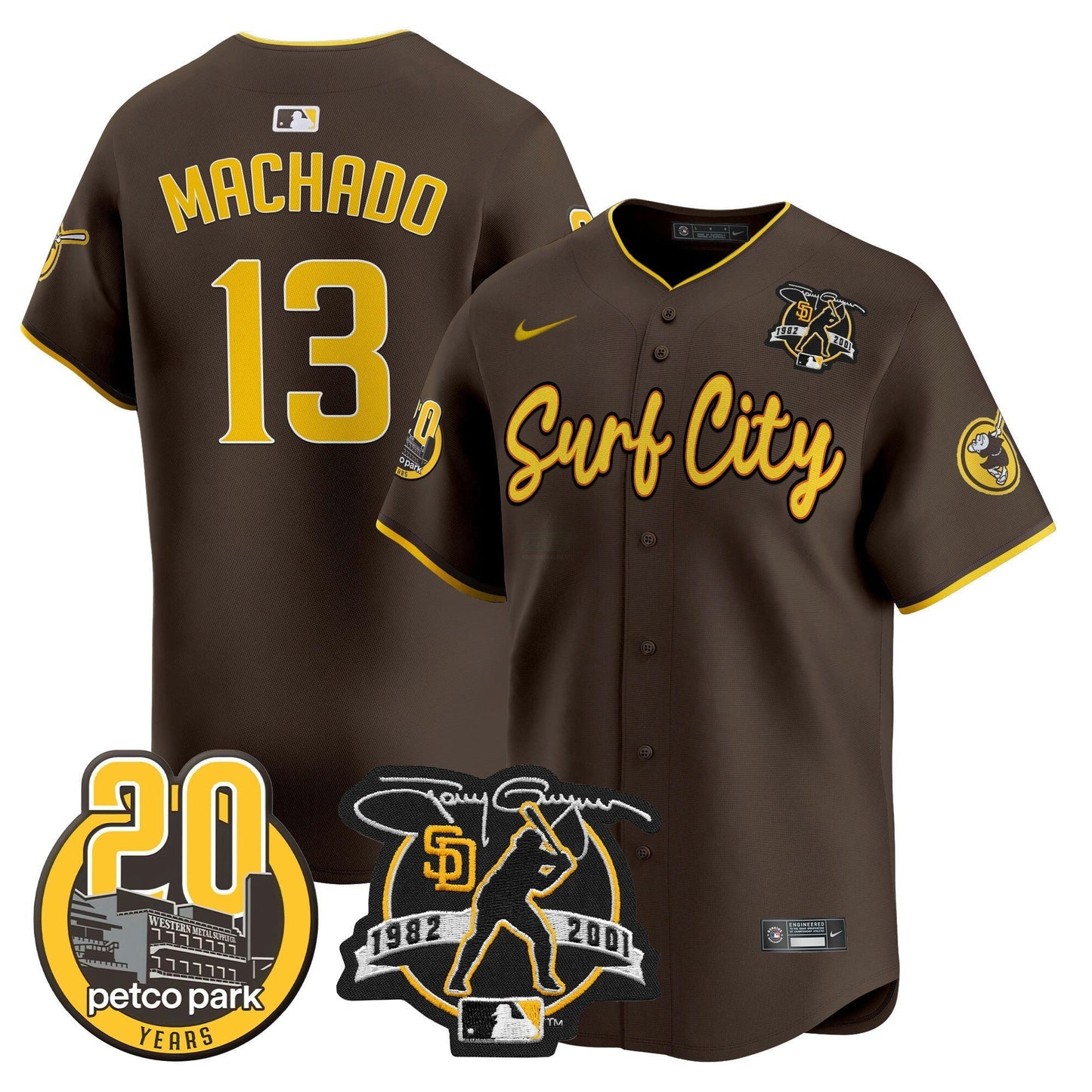 Camisa MLB Men’s Tony Gwynn & Petco Park 20th Patch Vapor Premier Limited Jersey V3