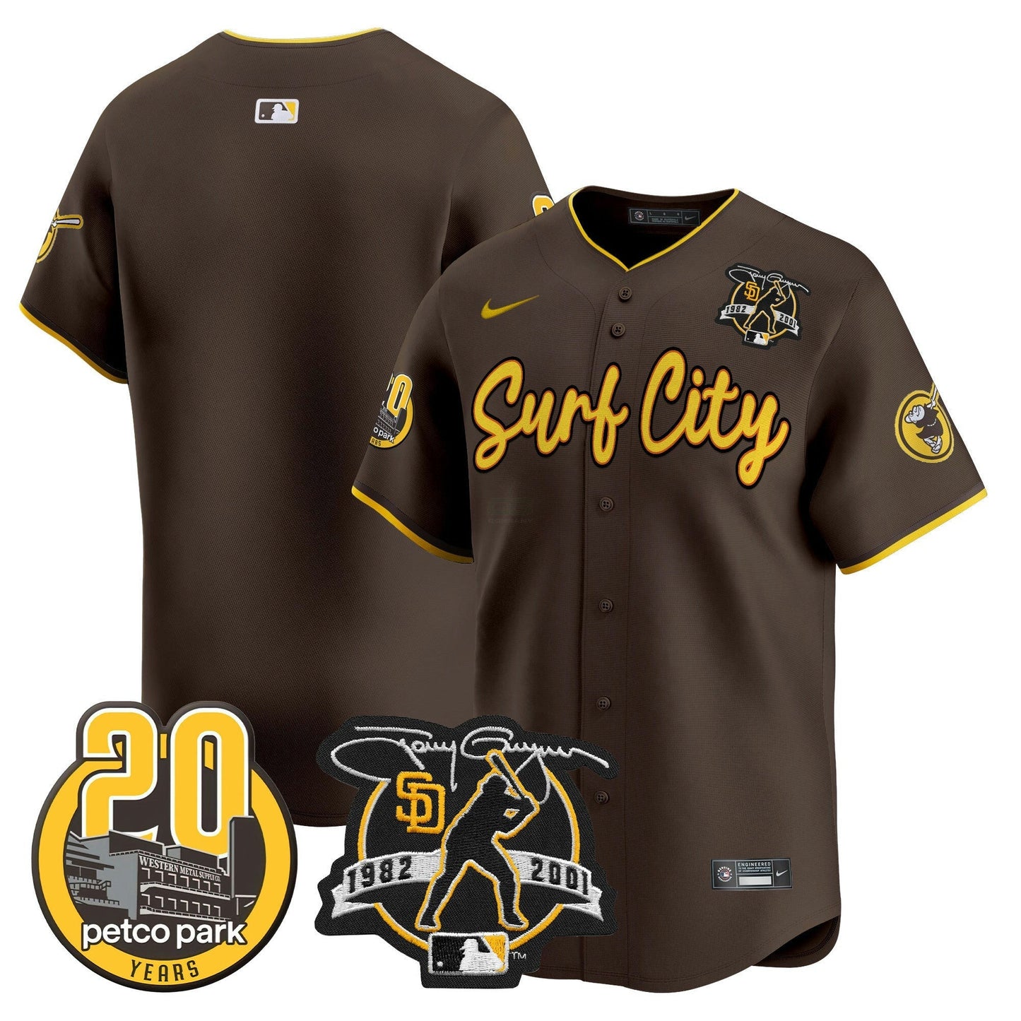 Camisa MLB Men’s Tony Gwynn & Petco Park 20th Patch Vapor Premier Limited Jersey V3
