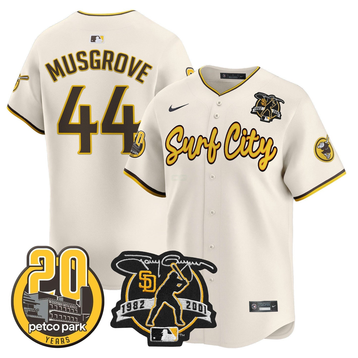 Camisa MLB Men’s Tony Gwynn & Petco Park 20th Patch Vapor Premier Limited Jersey V3