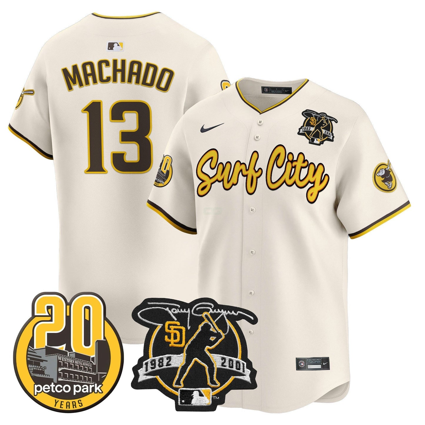 Camisa MLB Men’s Tony Gwynn & Petco Park 20th Patch Vapor Premier Limited Jersey V3