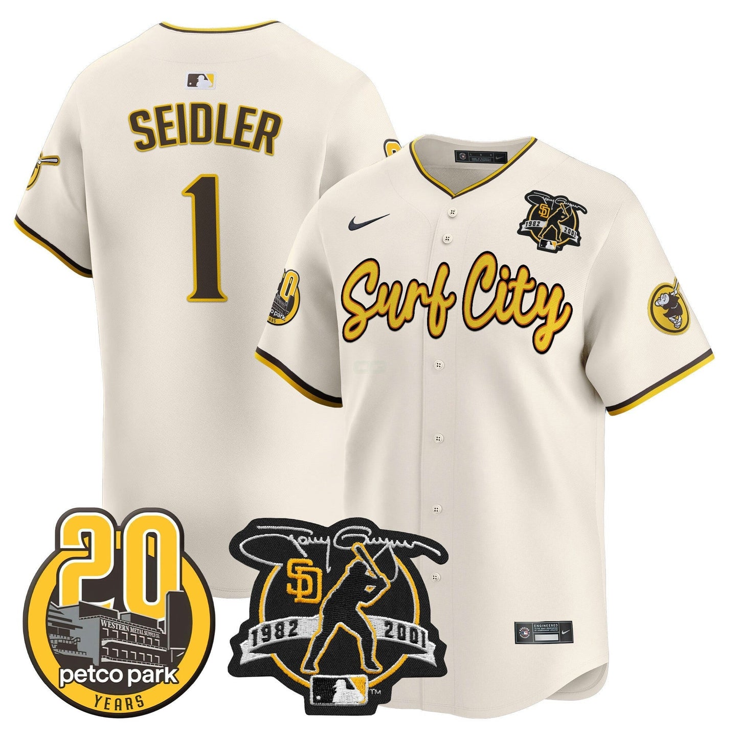 Camisa MLB Men’s Tony Gwynn & Petco Park 20th Patch Vapor Premier Limited Jersey V3