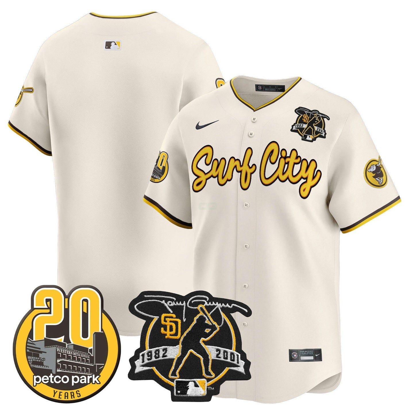 Camisa MLB Men’s Tony Gwynn & Petco Park 20th Patch Vapor Premier Limited Jersey V3