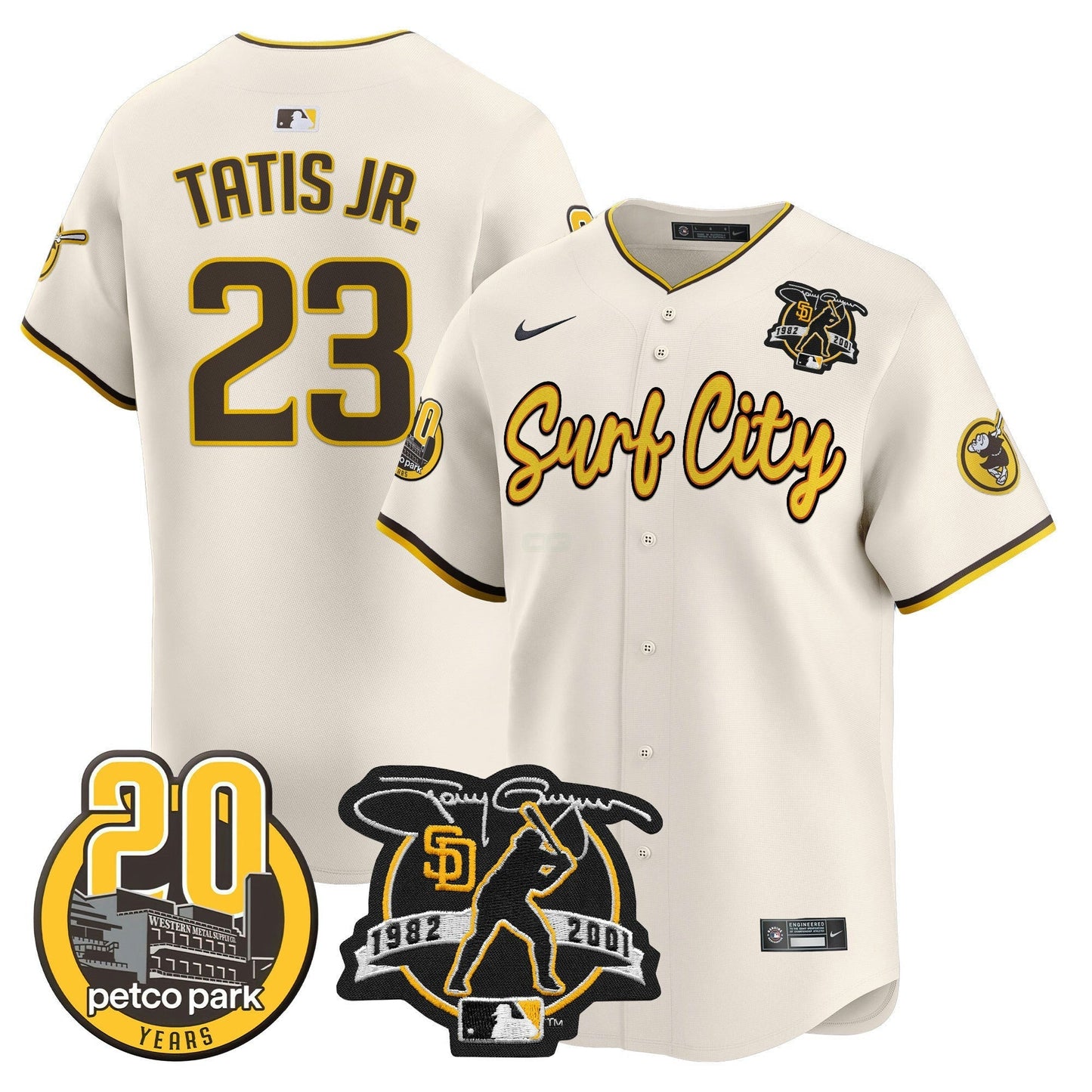 Camisa MLB Men’s Tony Gwynn & Petco Park 20th Patch Vapor Premier Limited Jersey V3