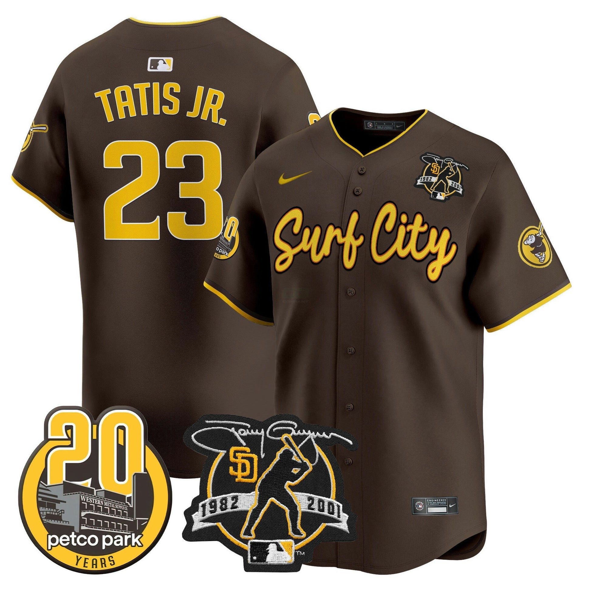 Camisa MLB Men’s Tony Gwynn & Petco Park 20th Patch Vapor Premier Limited Jersey V3