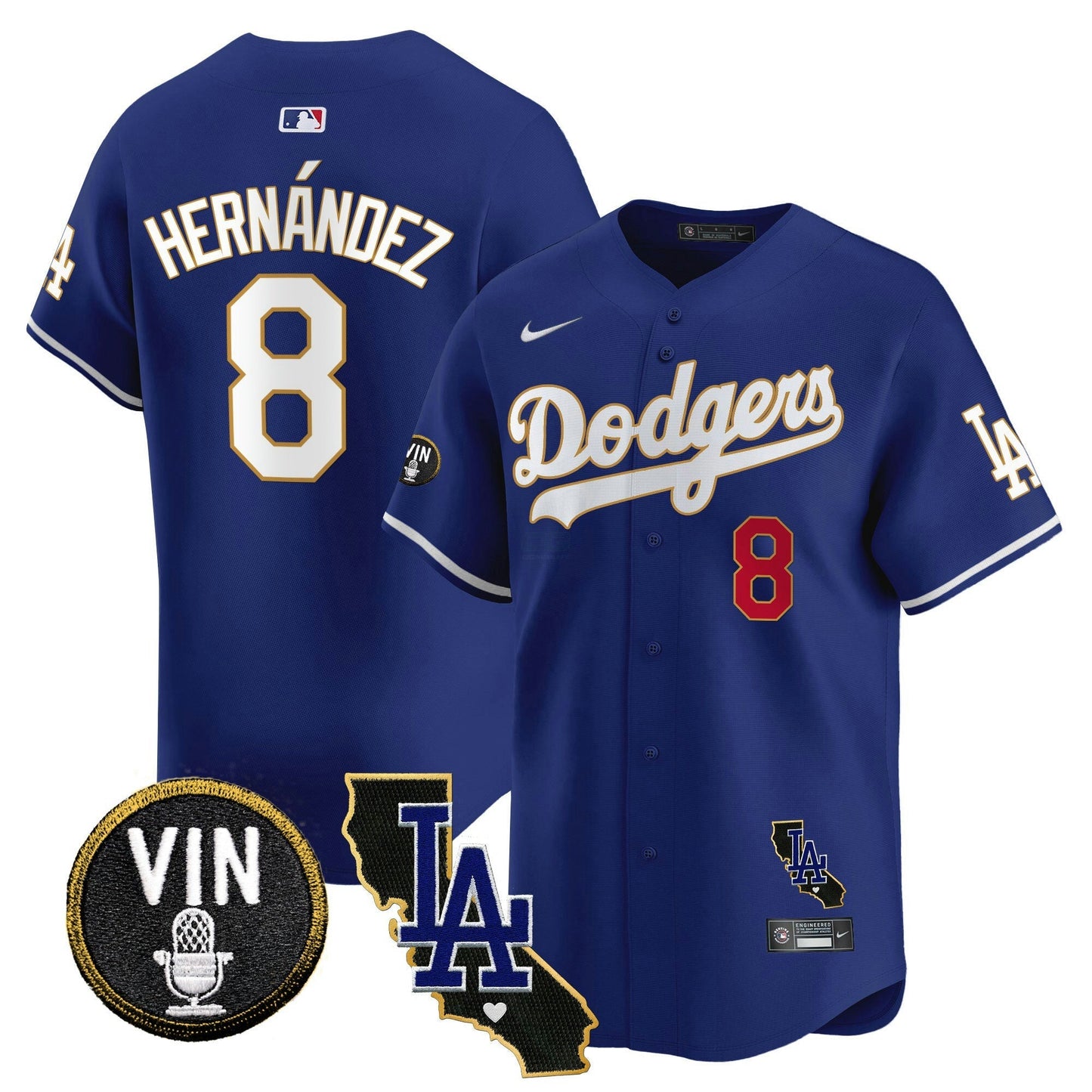 Camisa MLB Men’s Vin & California Patch Dourada Trim Vapor Premier Limited Jersey