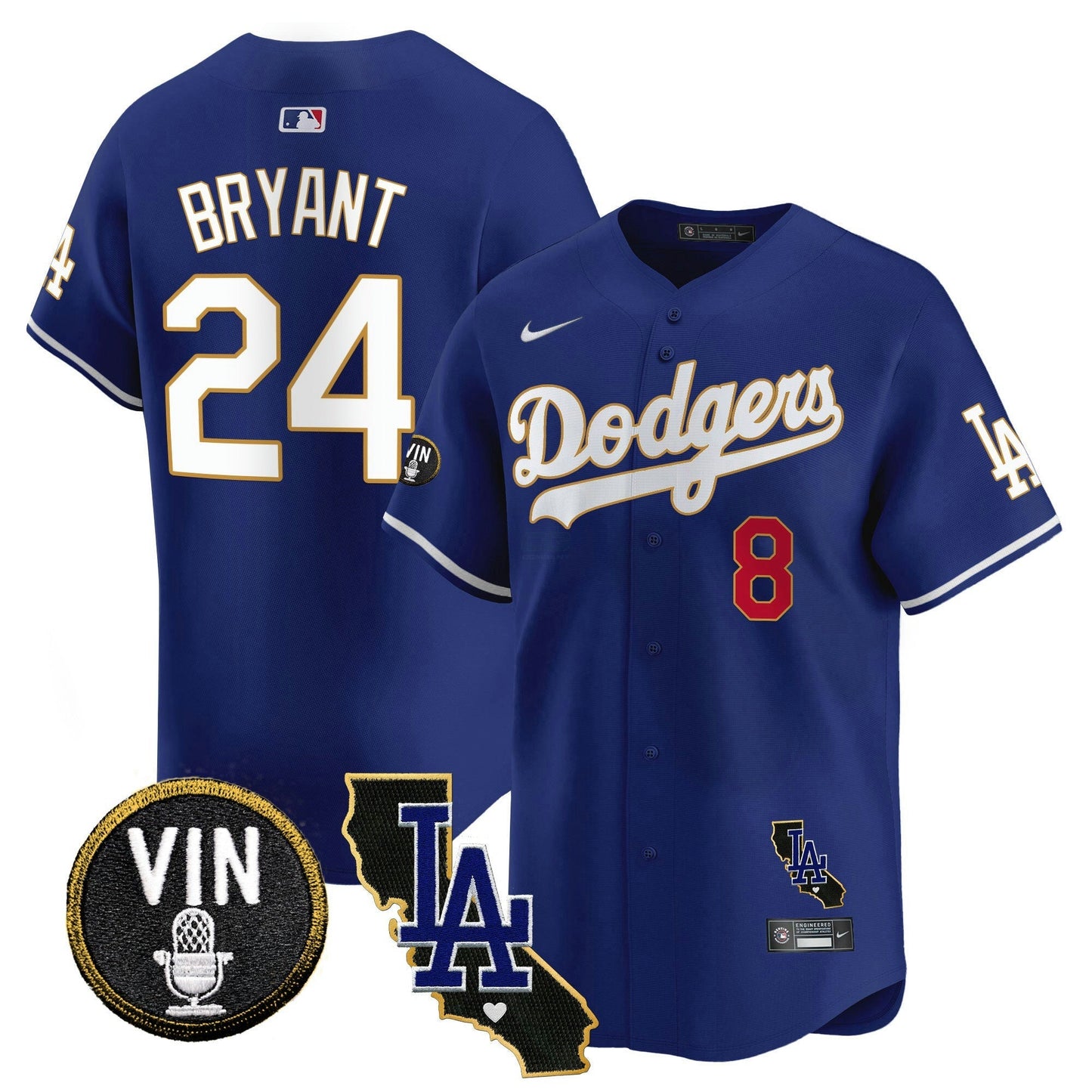 Camisa MLB Men’s Vin & California Patch Dourada Trim Vapor Premier Limited Jersey