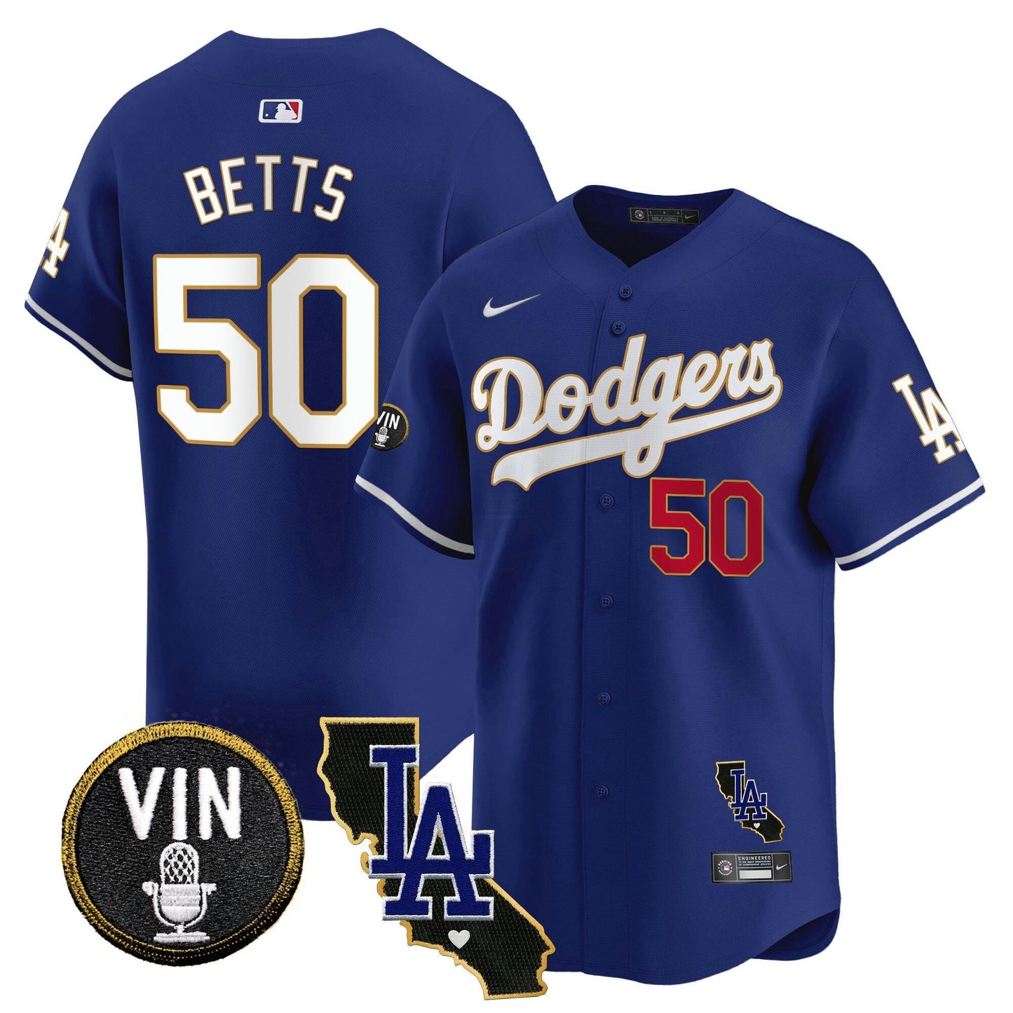 Camisa MLB Men’s Vin & California Patch Dourada Trim Vapor Premier Limited Jersey