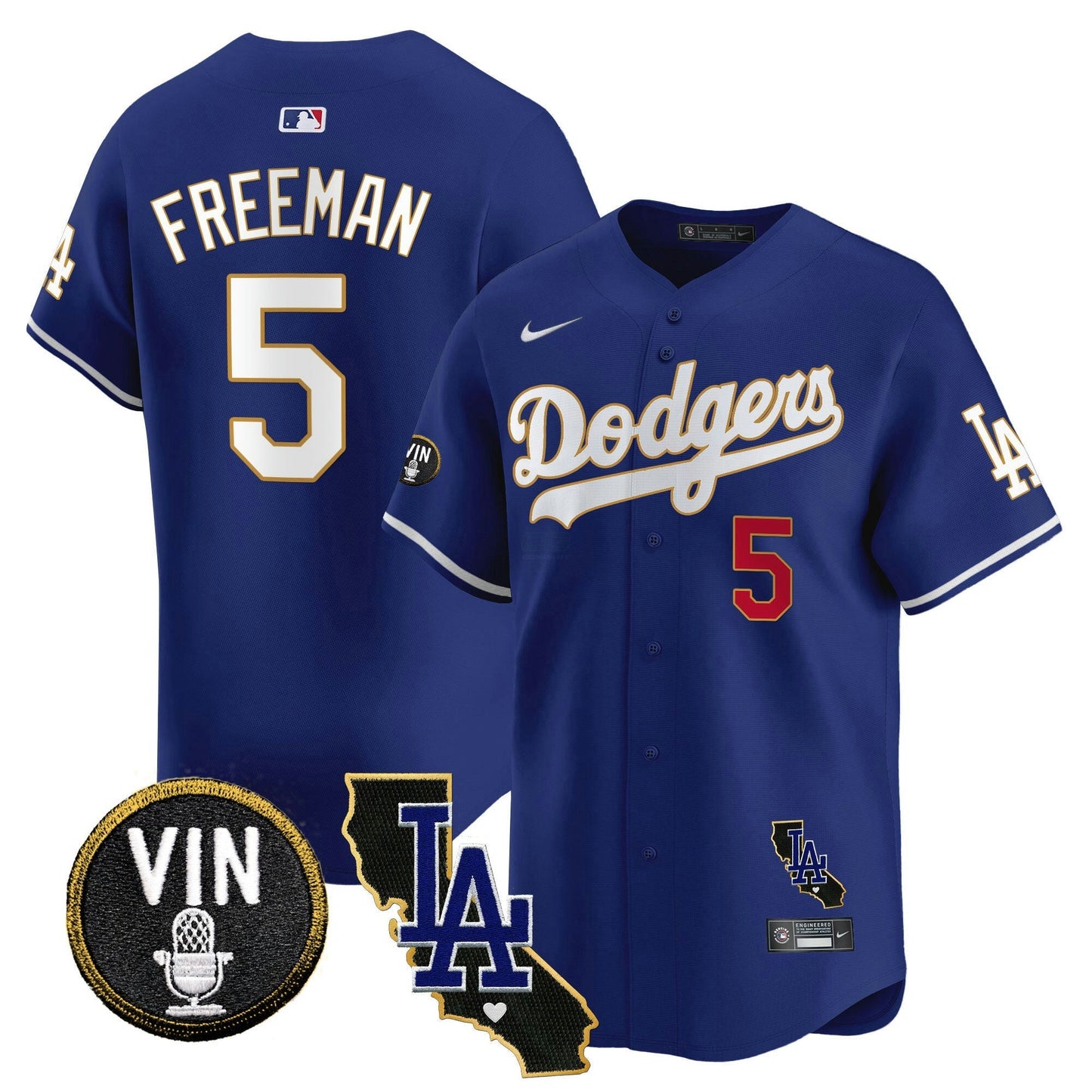 Camisa MLB Men’s Vin & California Patch Dourada Trim Vapor Premier Limited Jersey
