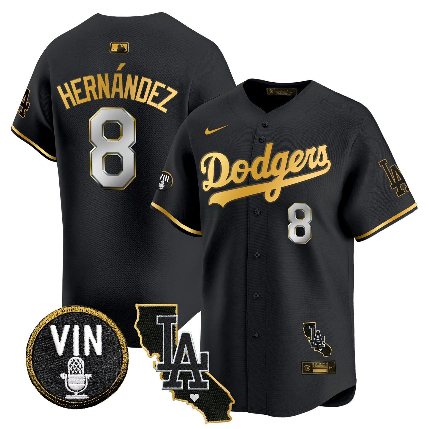 Camisa MLB Men’s Vin & California Patch Dourada Trim Vapor Premier Limited Jersey