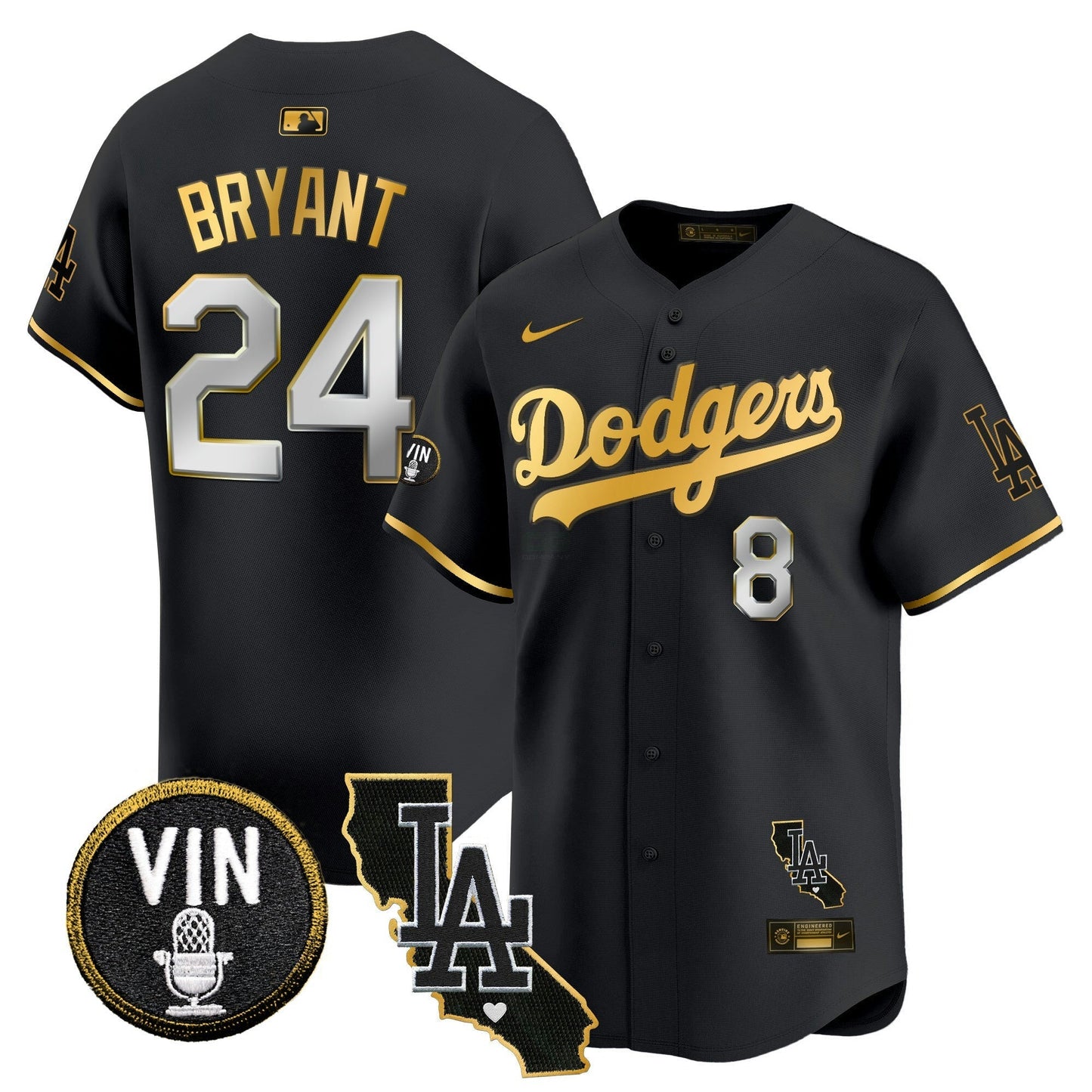 Camisa MLB Men’s Vin & California Patch Dourada Trim Vapor Premier Limited Jersey