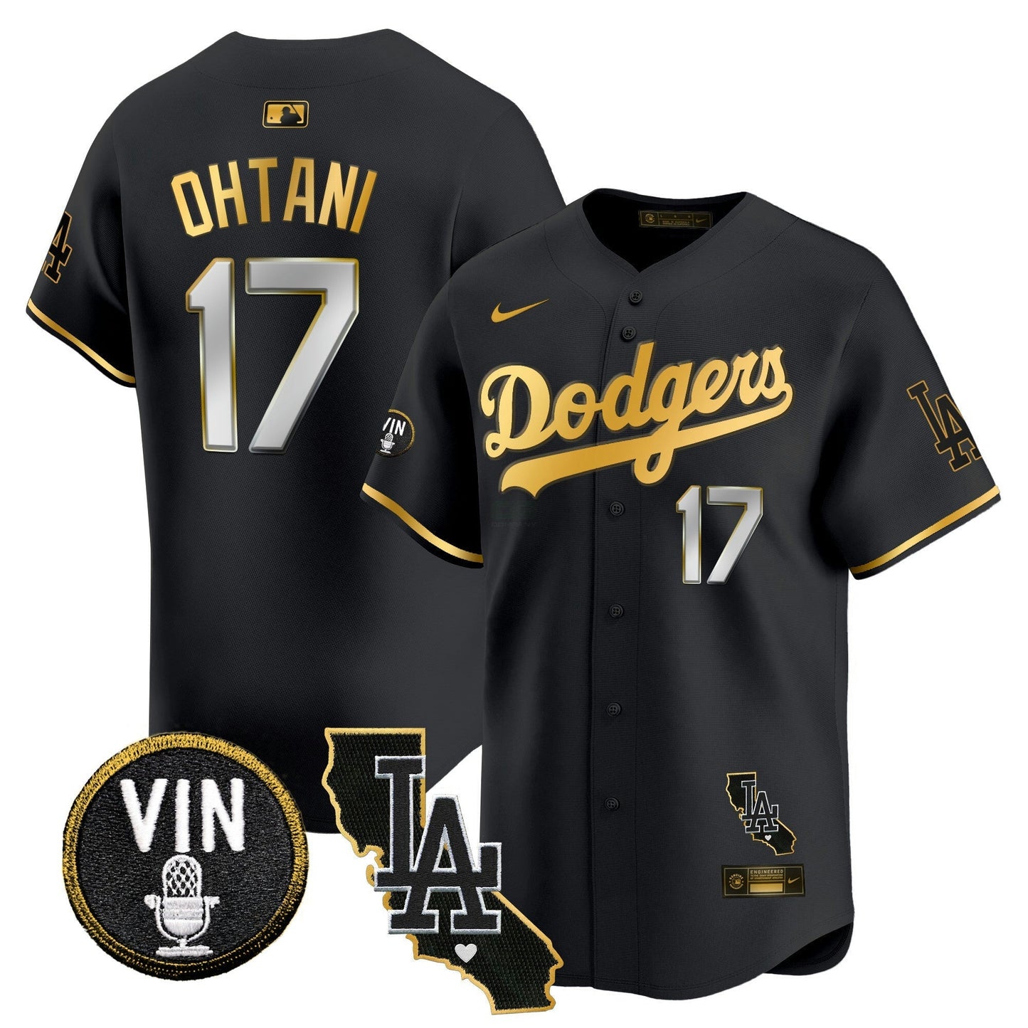 Camisa MLB Men’s Vin & California Patch Dourada Trim Vapor Premier Limited Jersey