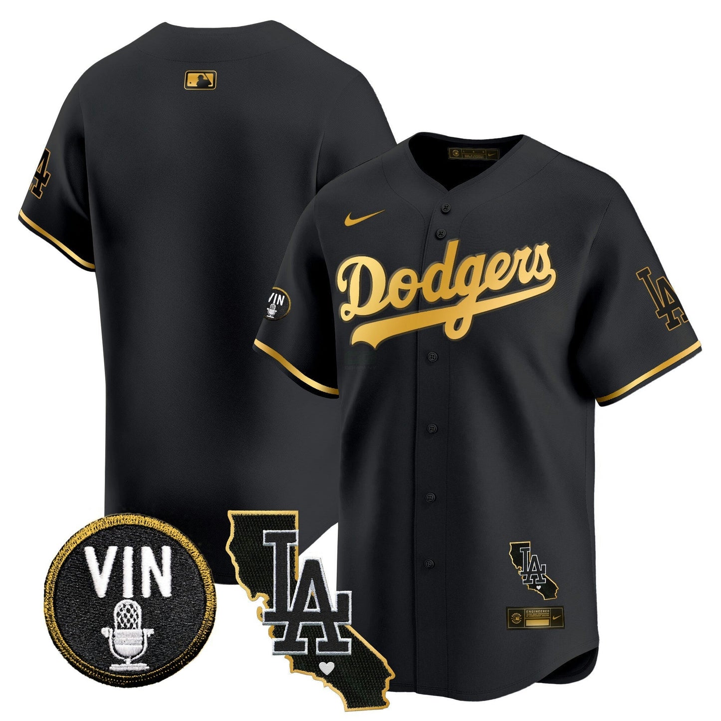 Camisa MLB Men’s Vin & California Patch Dourada Trim Vapor Premier Limited Jersey