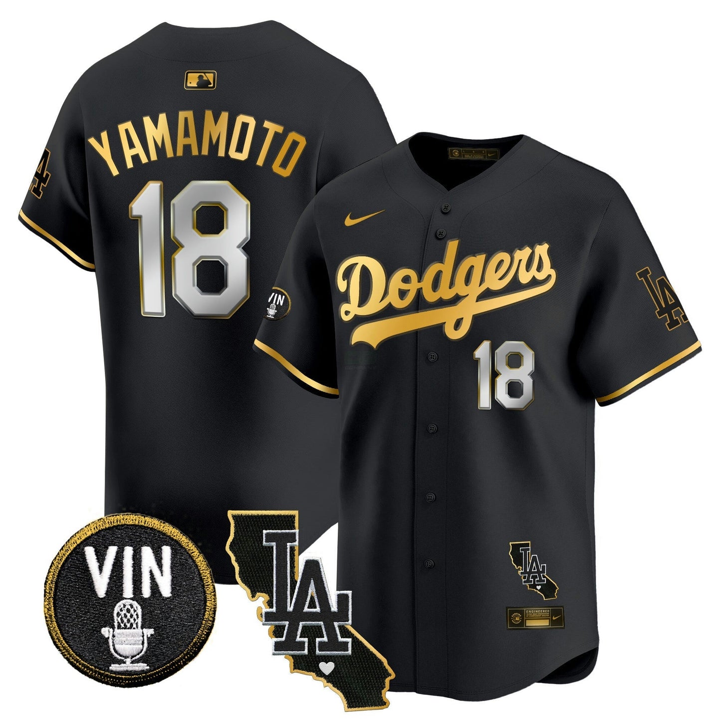Camisa MLB Men’s Vin & California Patch Dourada Trim Vapor Premier Limited Jersey
