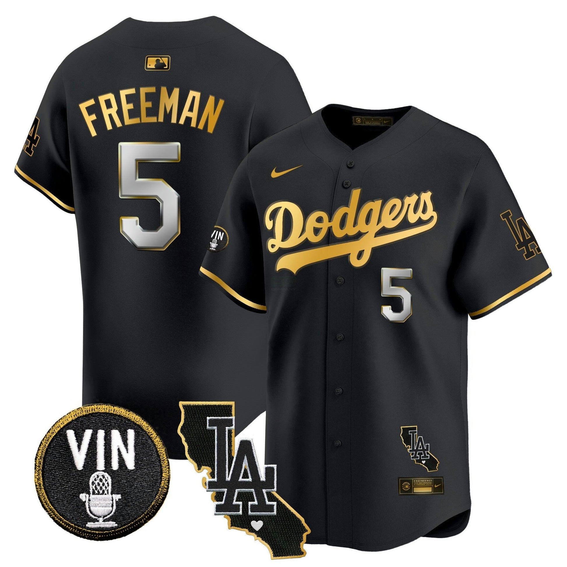 Camisa MLB Men’s Vin & California Patch Dourada Trim Vapor Premier Limited Jersey