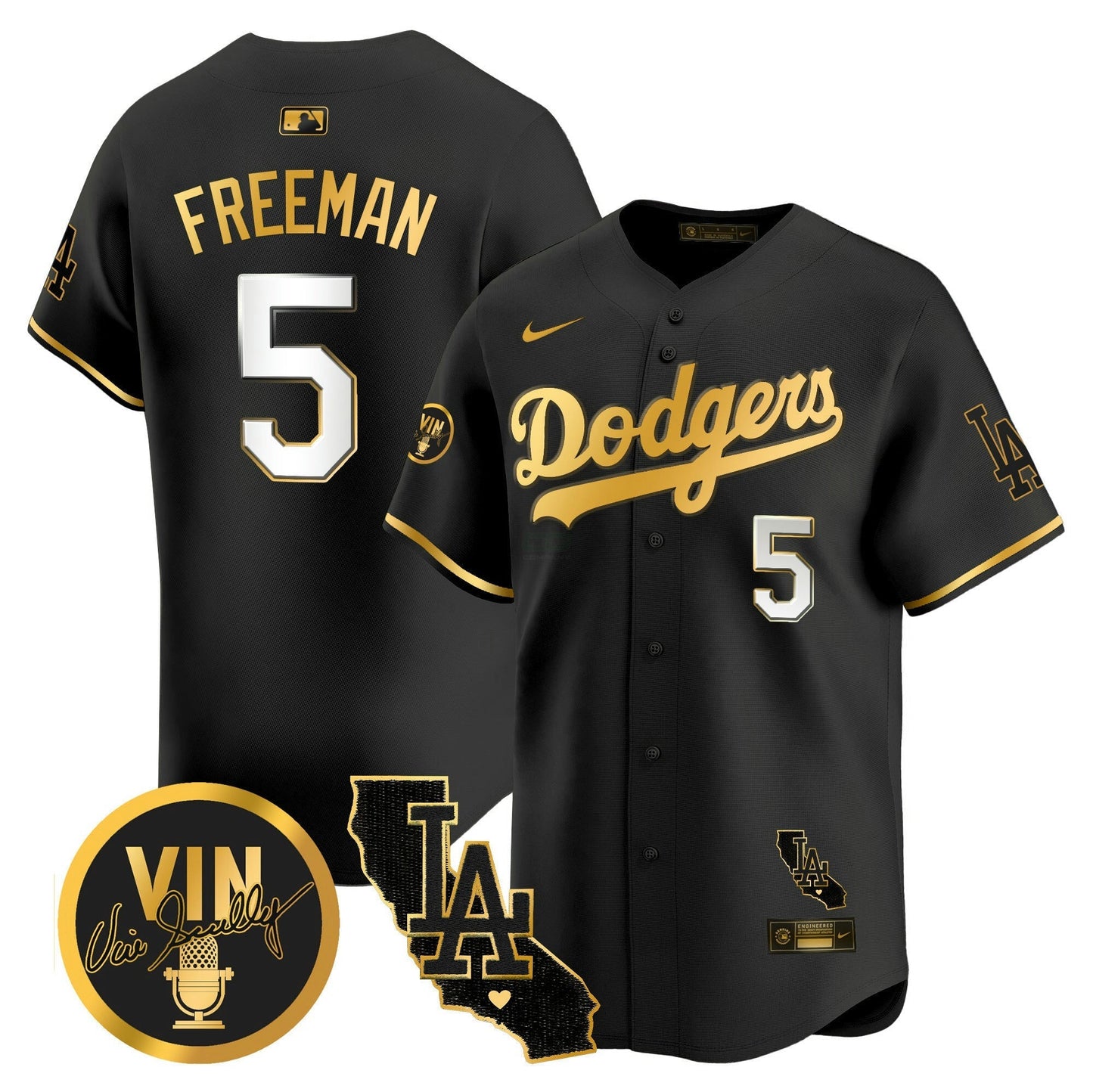 Camisa MLB Men’s Vin & California Patch Dourada Vapor Premier Limited Jersey