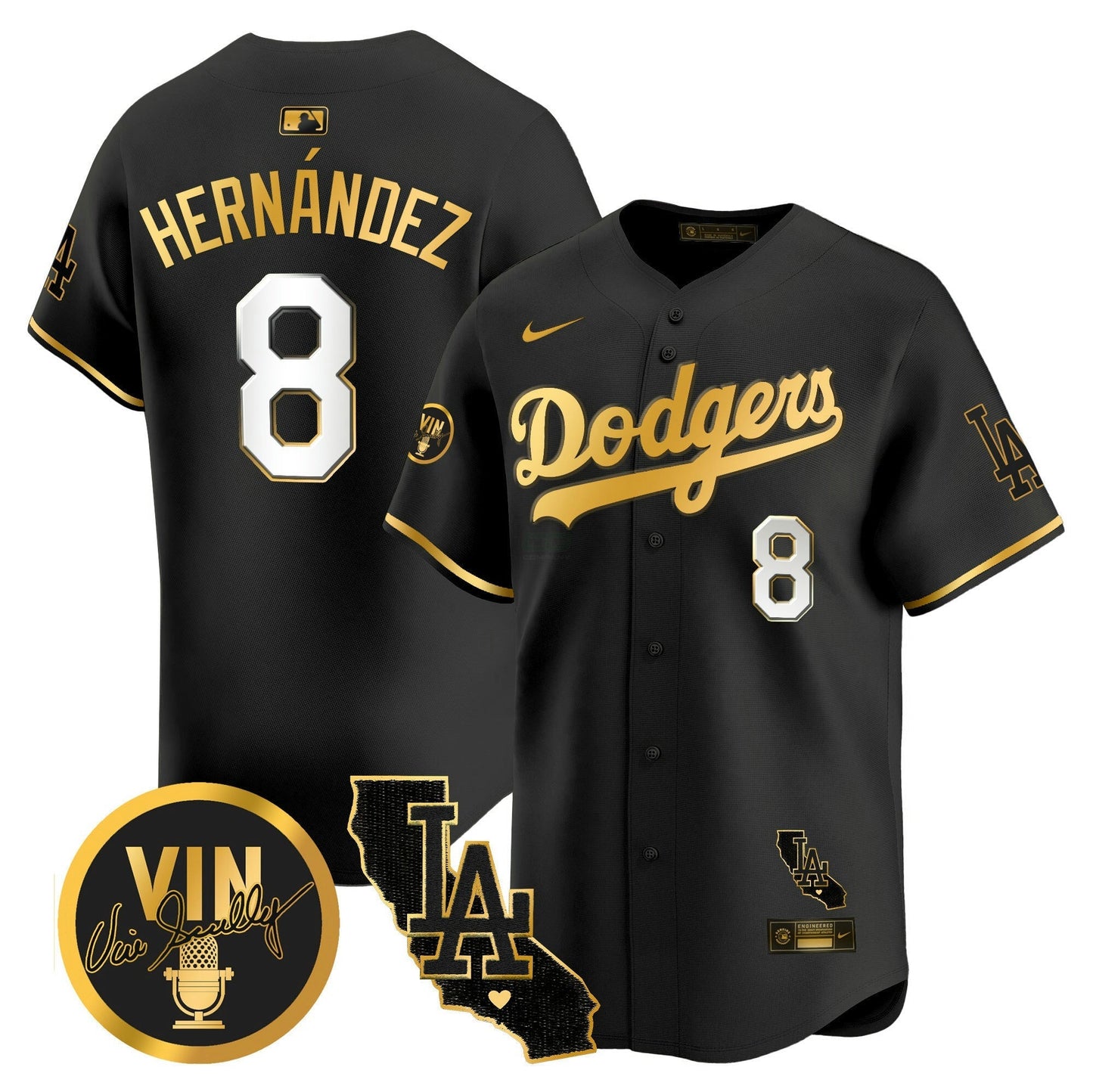 Camisa MLB Men’s Vin & California Patch Dourada Vapor Premier Limited Jersey