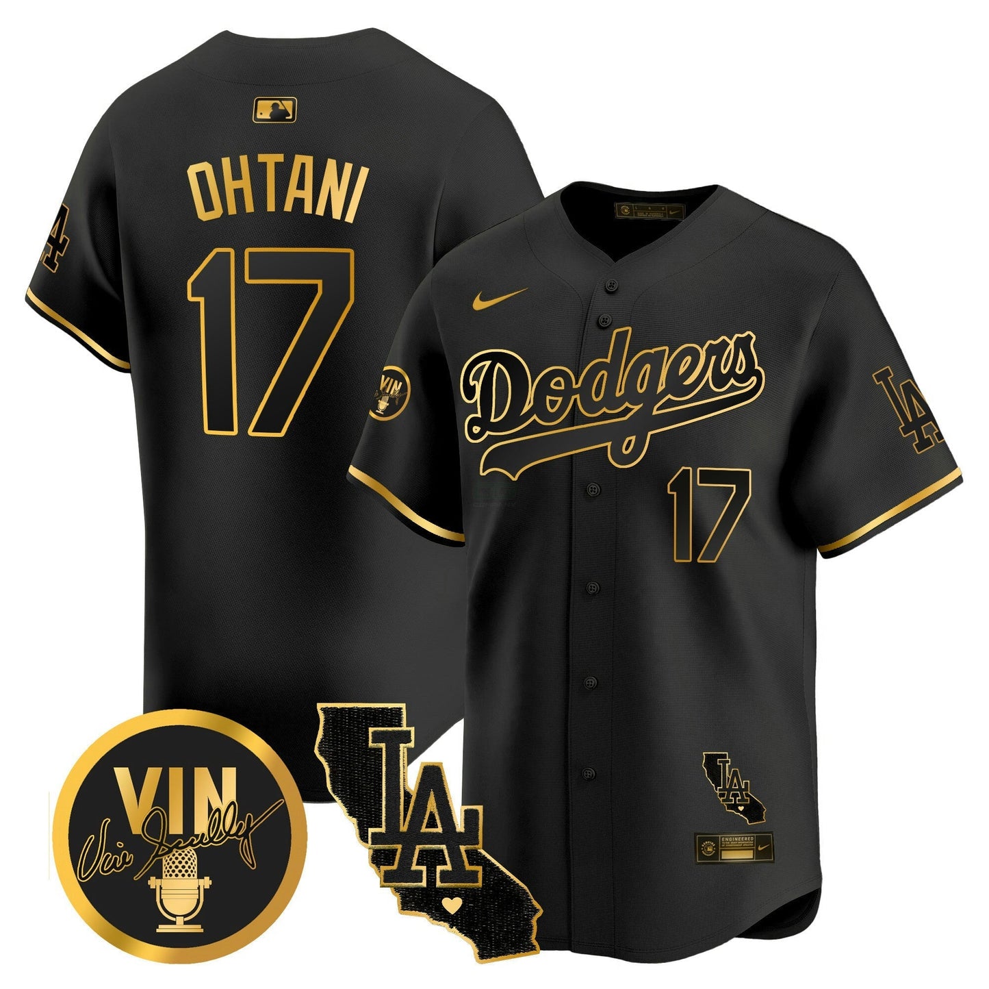 Camisa MLB Men’s Vin & California Patch Dourada Vapor Premier Limited Jersey