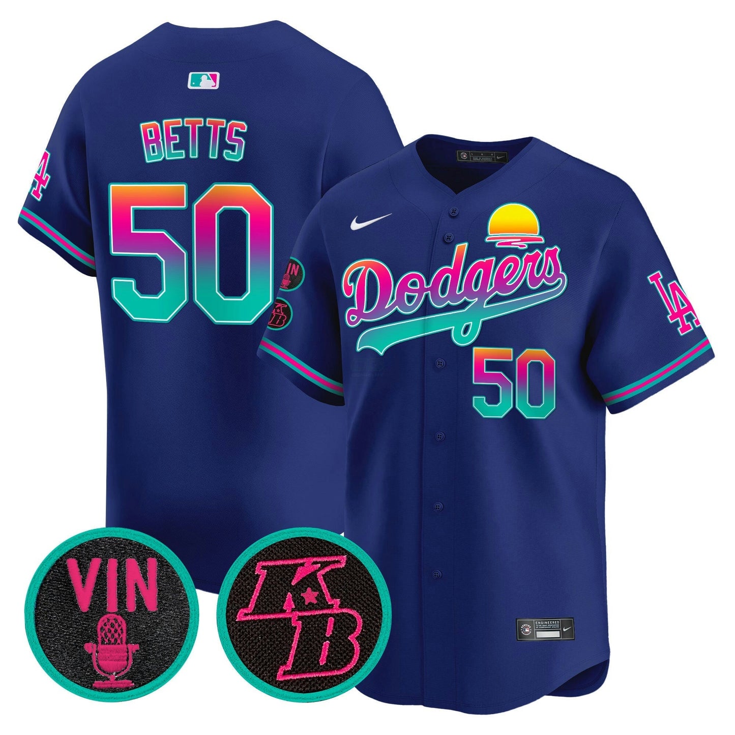 Camisa MLB Men’s Vin & Kobe Patch Dourada Trim Vapor Premier Limited Jersey