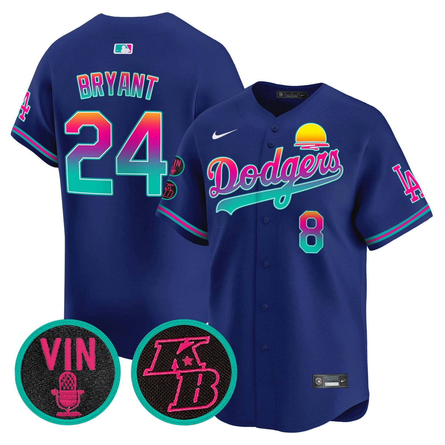 Camisa MLB Men’s Vin & Kobe Patch Dourada Trim Vapor Premier Limited Jersey