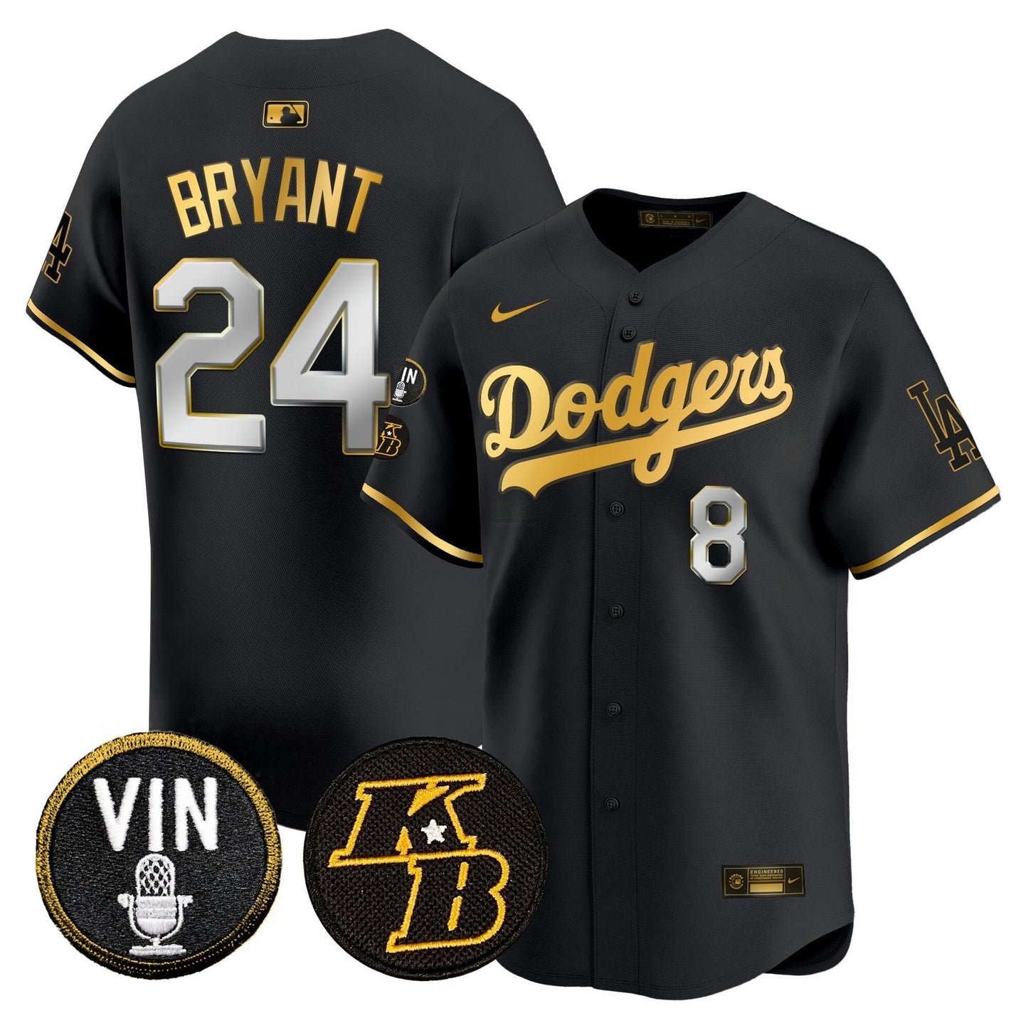 Camisa MLB Men’s Vin & Kobe Patch Dourada Trim Vapor Premier Limited Jersey