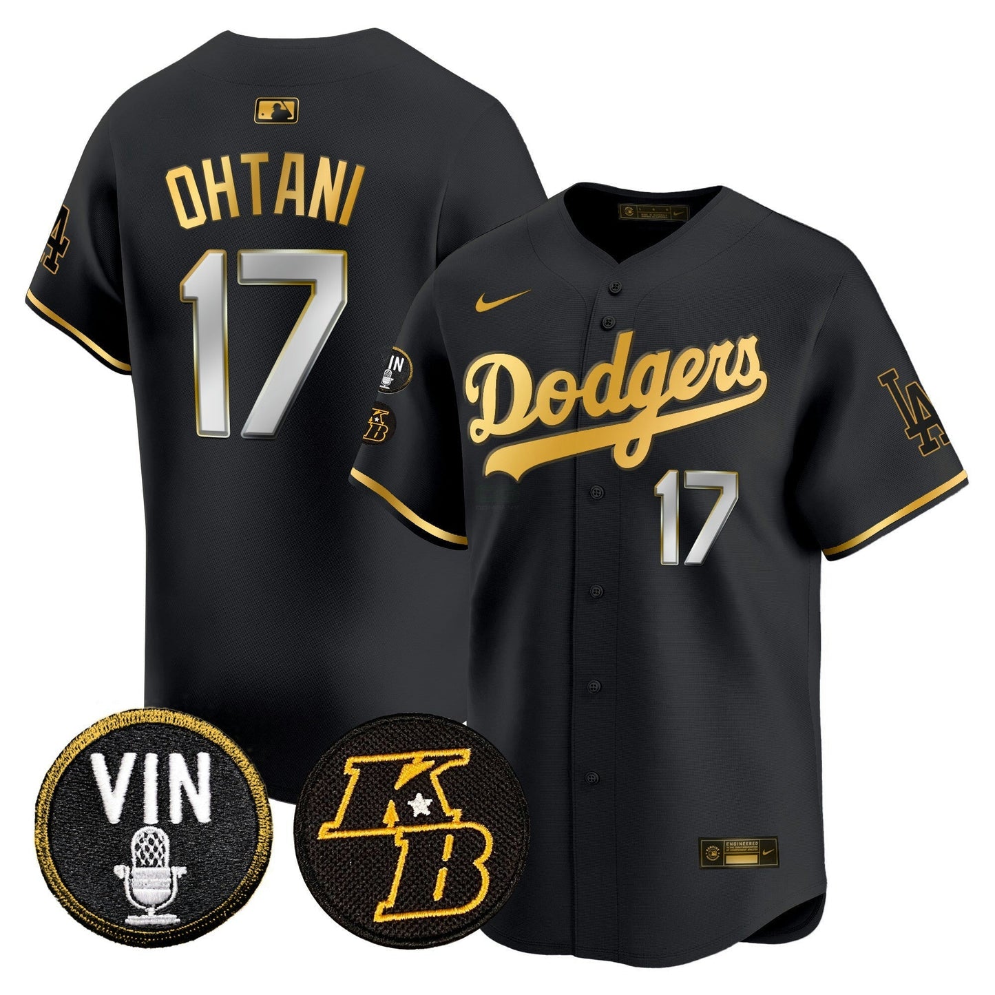 Camisa MLB Men’s Vin & Kobe Patch Dourada Trim Vapor Premier Limited Jersey