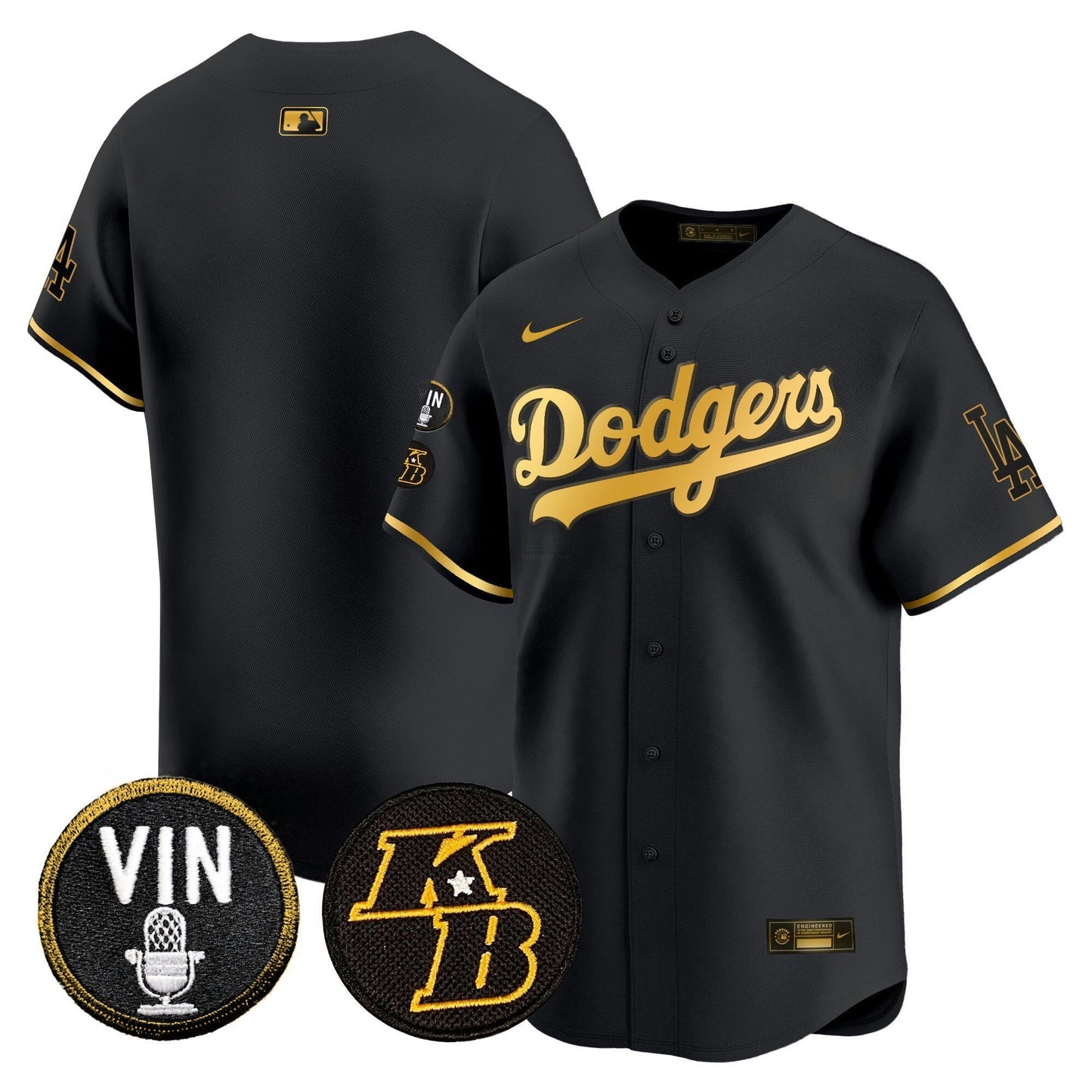 Camisa MLB Men’s Vin & Kobe Patch Dourada Trim Vapor Premier Limited Jersey
