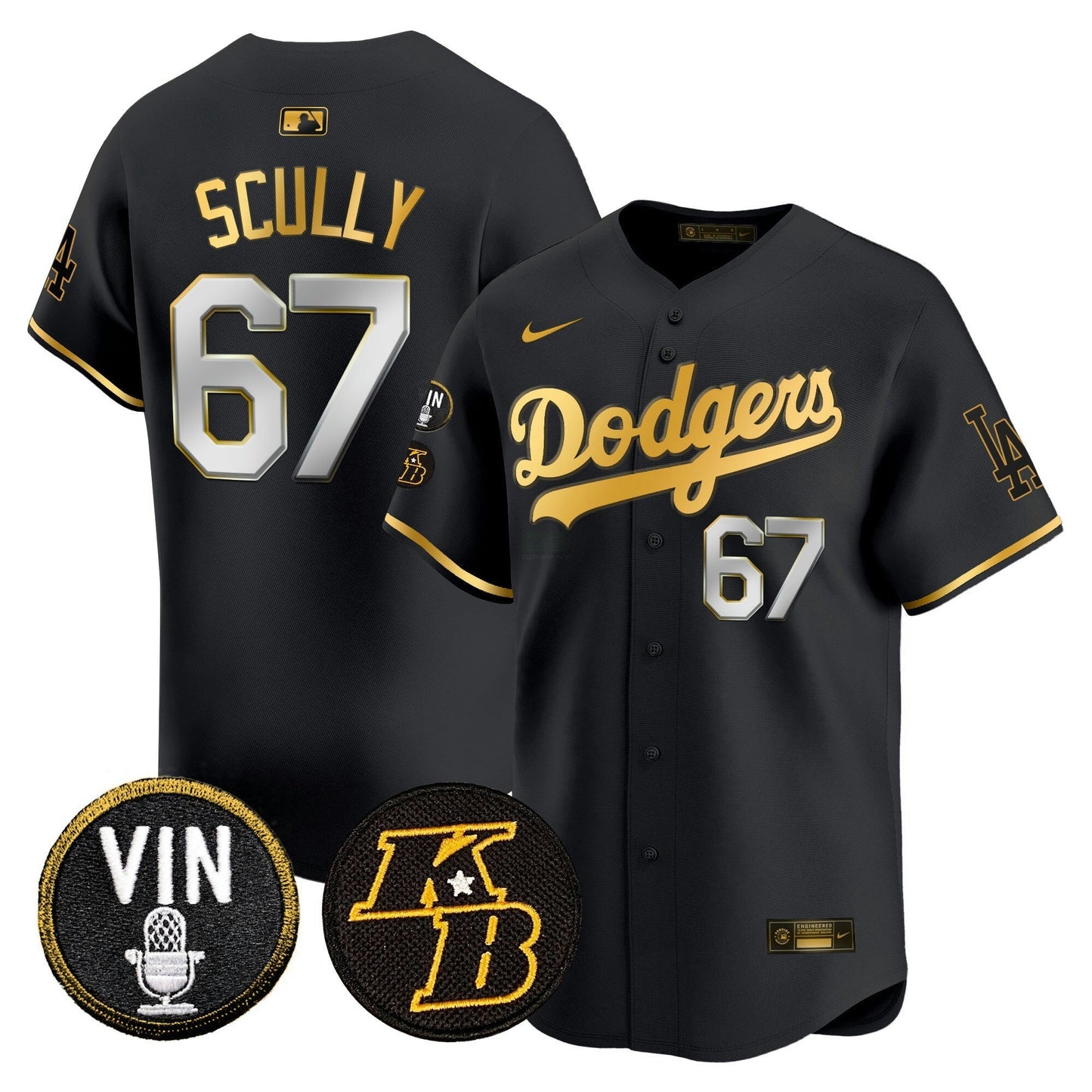 Camisa MLB Men’s Vin & Kobe Patch Dourada Trim Vapor Premier Limited Jersey