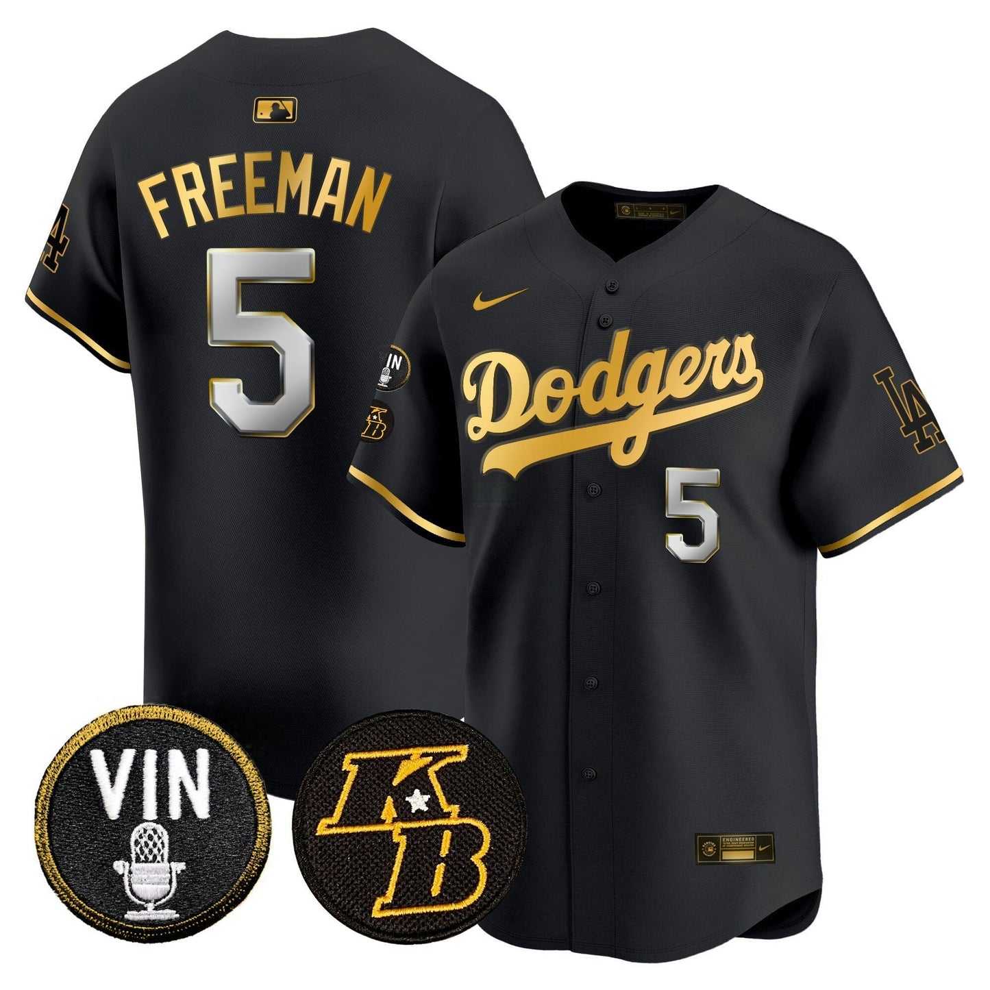 Camisa MLB Men’s Vin & Kobe Patch Dourada Trim Vapor Premier Limited Jersey