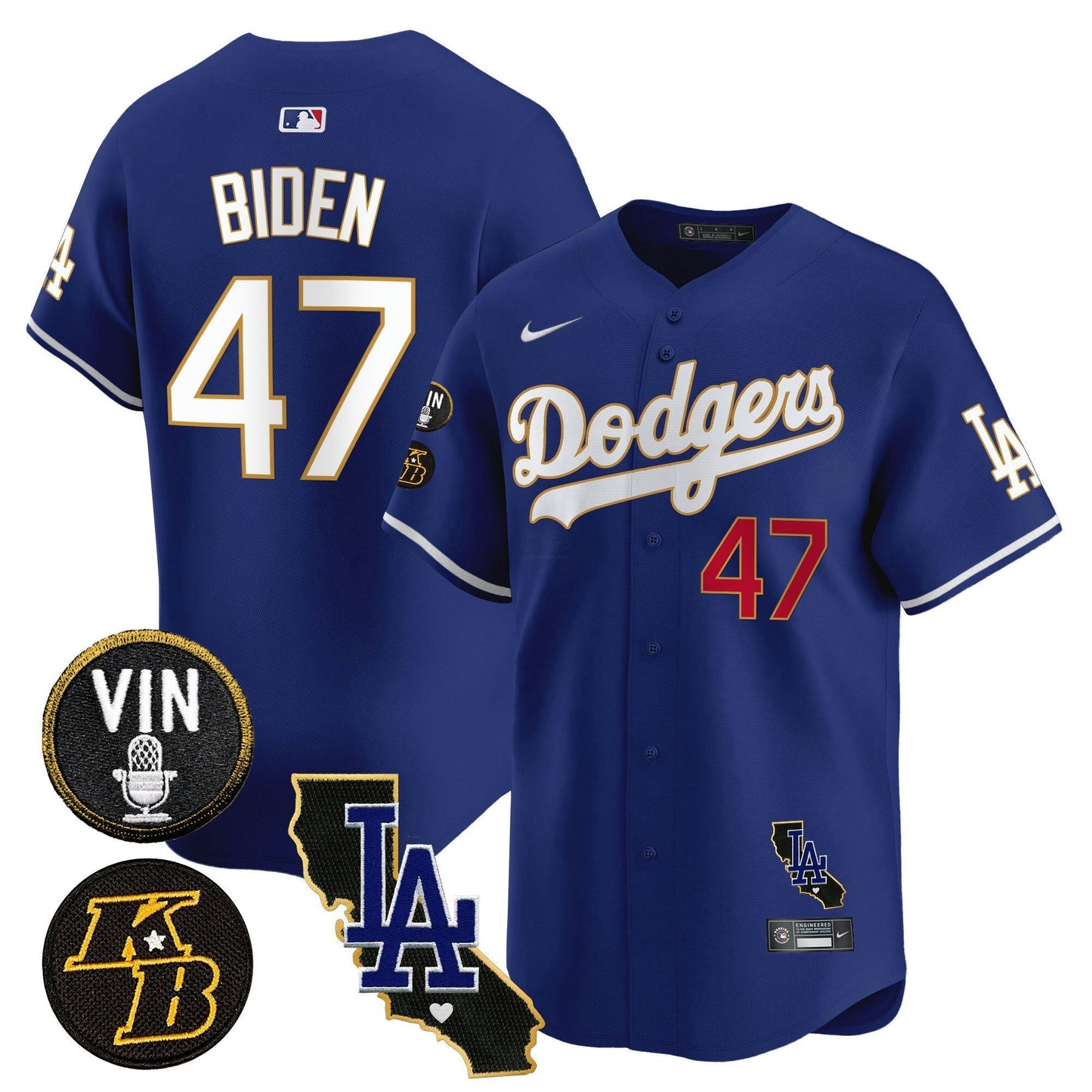 Camisa MLB Men’s Vin & Kobe Patch Dourada Trim Vapor Premier Limited Jersey V2