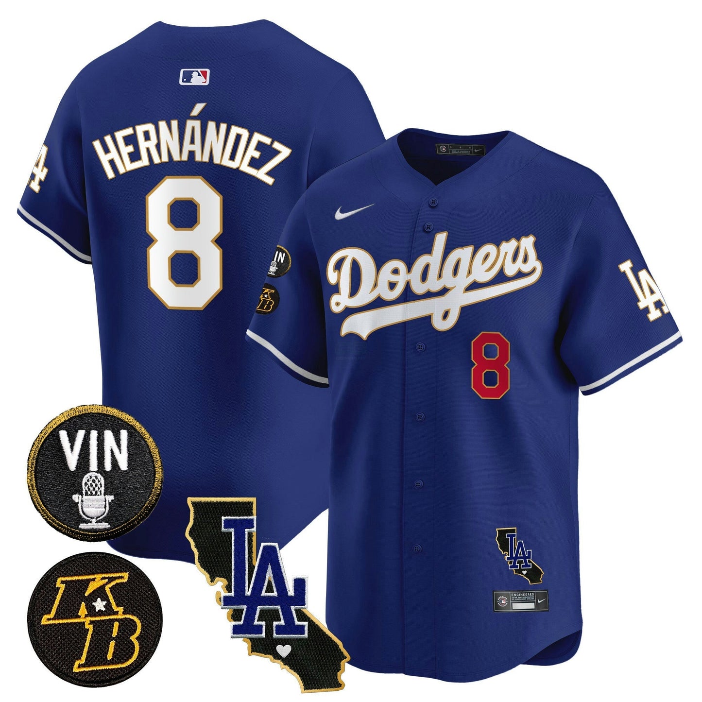 Camisa MLB Men’s Vin & Kobe Patch Dourada Trim Vapor Premier Limited Jersey V2