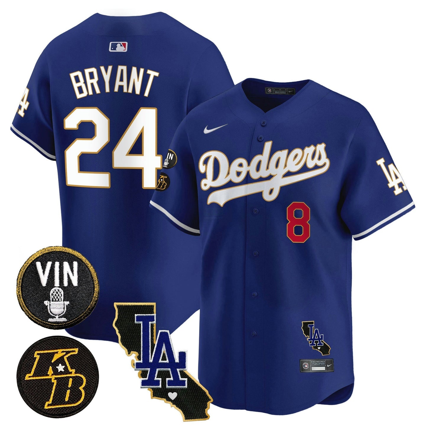 Camisa MLB Men’s Vin & Kobe Patch Dourada Trim Vapor Premier Limited Jersey V2