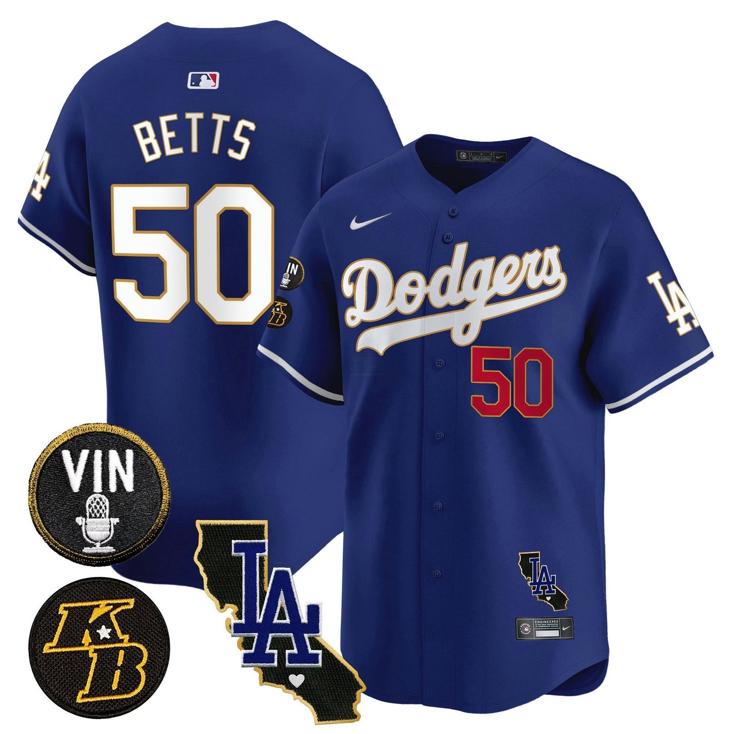 Camisa MLB Men’s Vin & Kobe Patch Dourada Trim Vapor Premier Limited Jersey V2