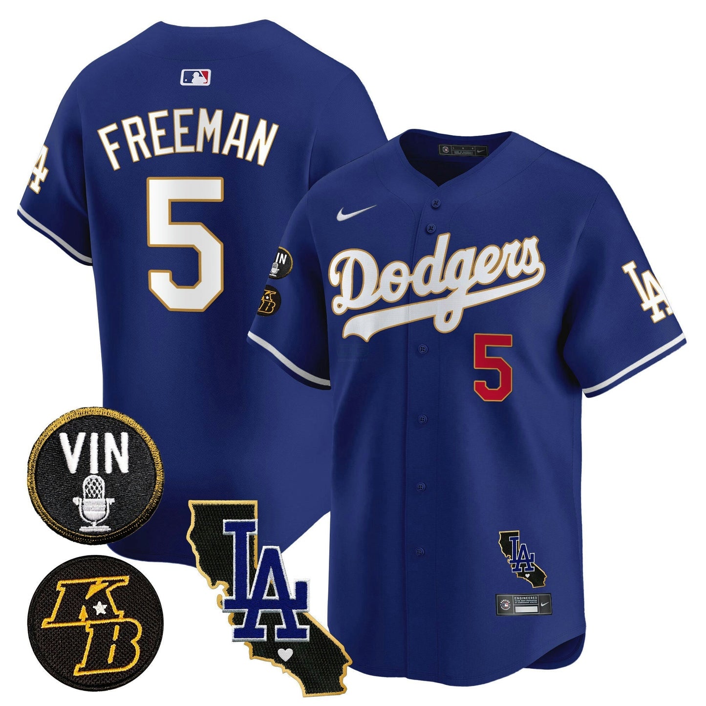 Camisa MLB Men’s Vin & Kobe Patch Dourada Trim Vapor Premier Limited Jersey V2