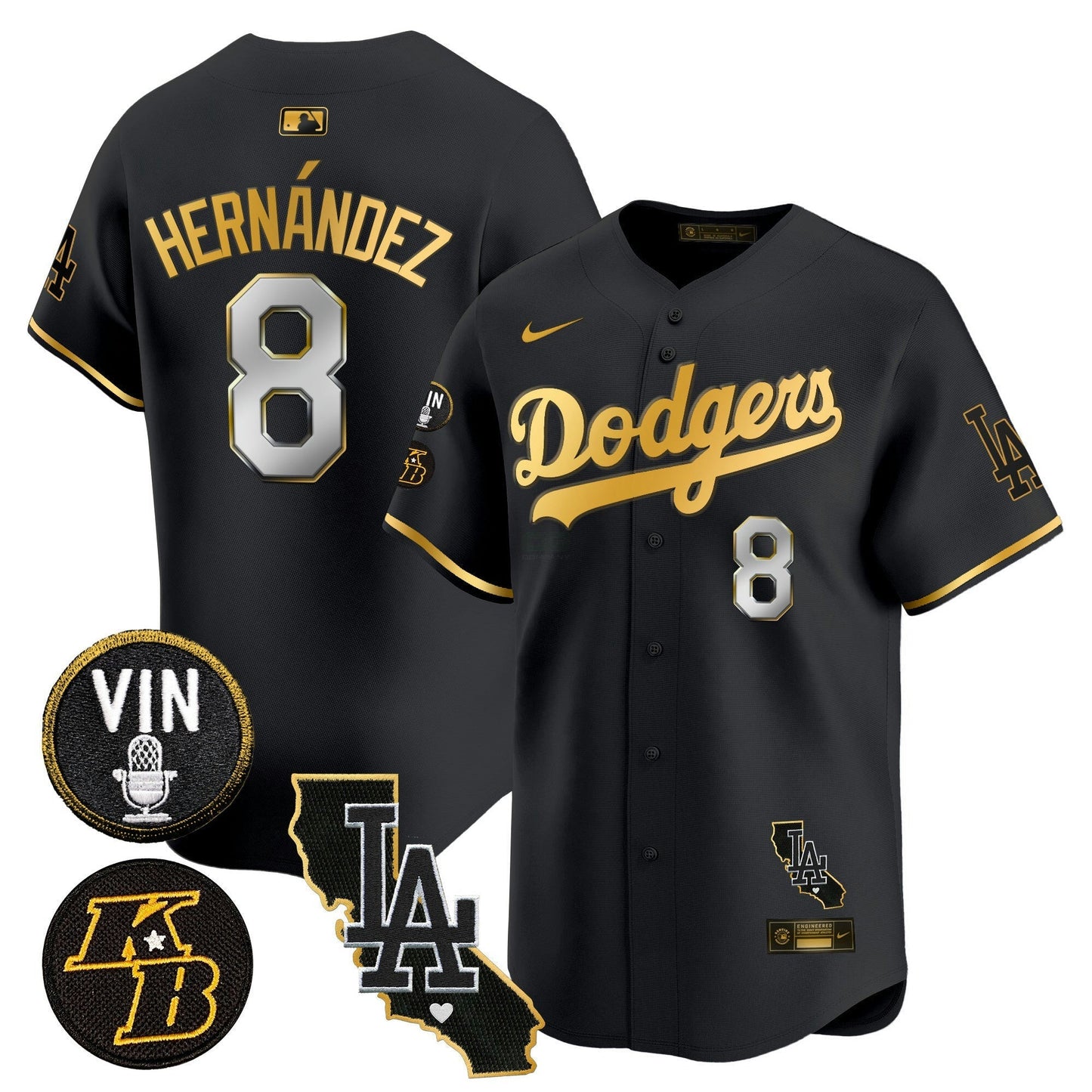 Camisa MLB Men’s Vin & Kobe Patch Dourada Trim Vapor Premier Limited Jersey V2