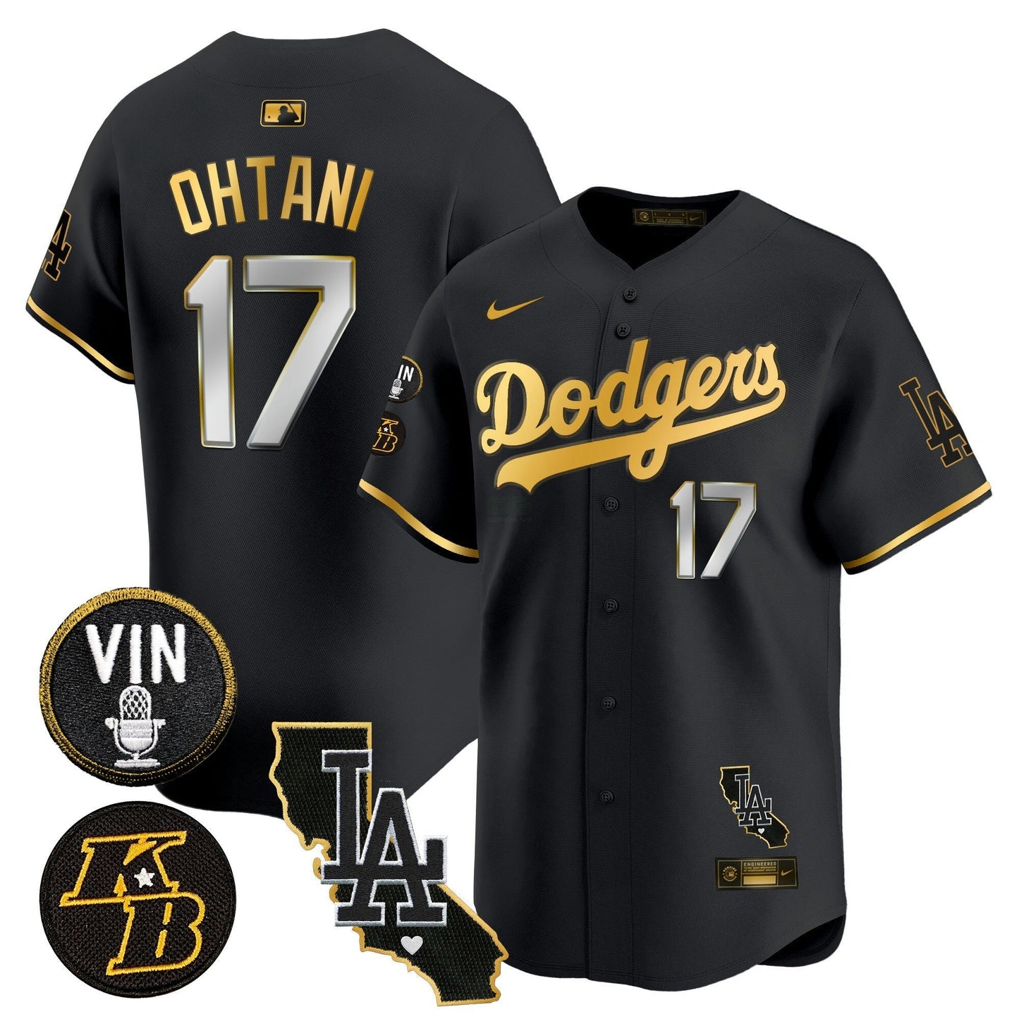 Camisa MLB Men’s Vin & Kobe Patch Dourada Trim Vapor Premier Limited Jersey V2