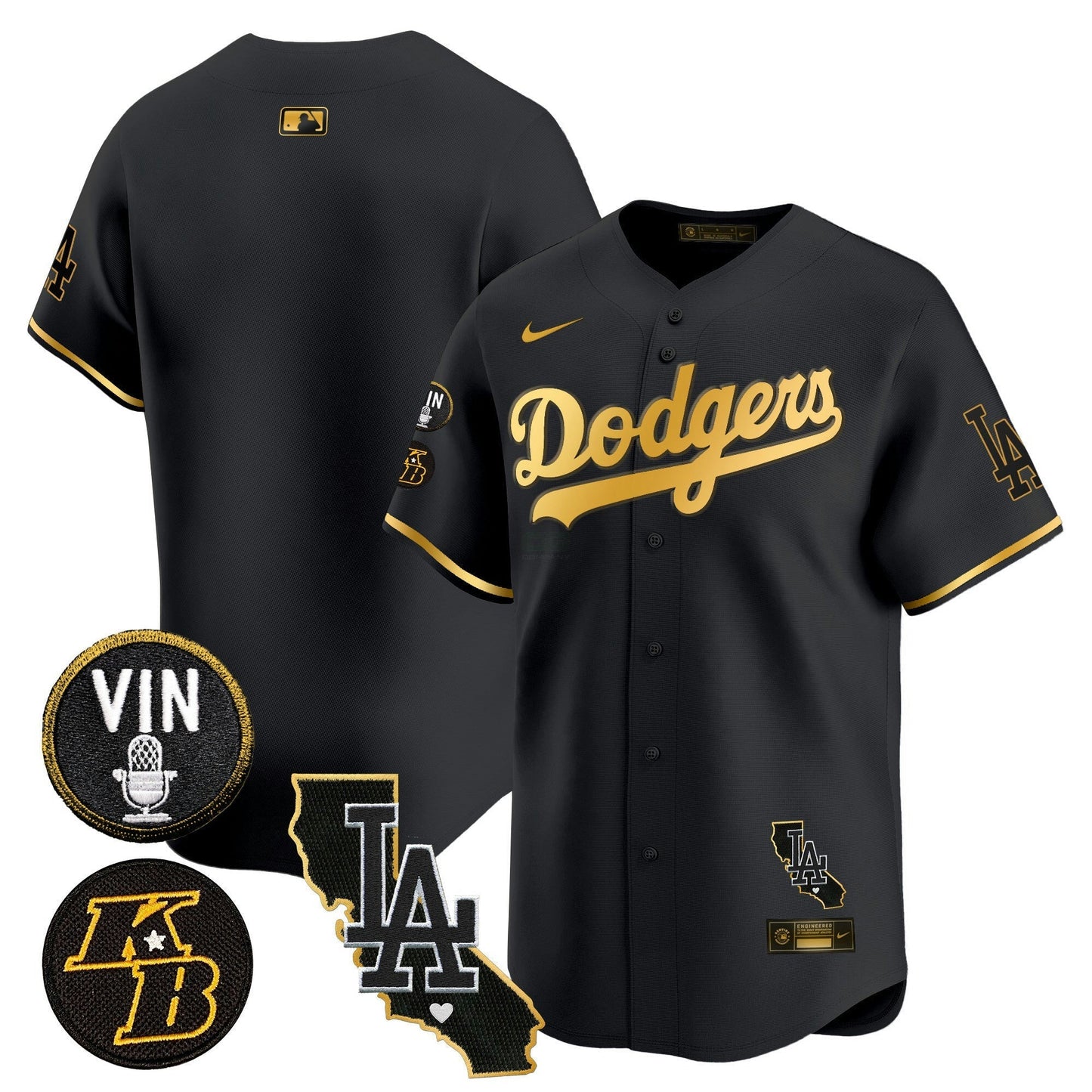 Camisa MLB Men’s Vin & Kobe Patch Dourada Trim Vapor Premier Limited Jersey V2