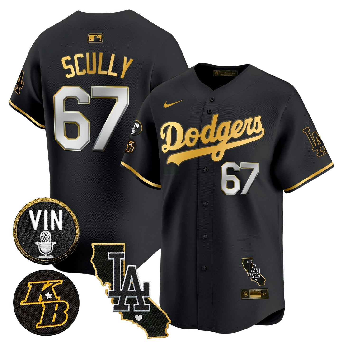 Camisa MLB Men’s Vin & Kobe Patch Dourada Trim Vapor Premier Limited Jersey V2