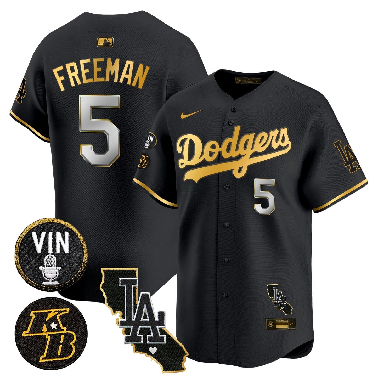 Camisa MLB Men’s Vin & Kobe Patch Dourada Trim Vapor Premier Limited Jersey V2