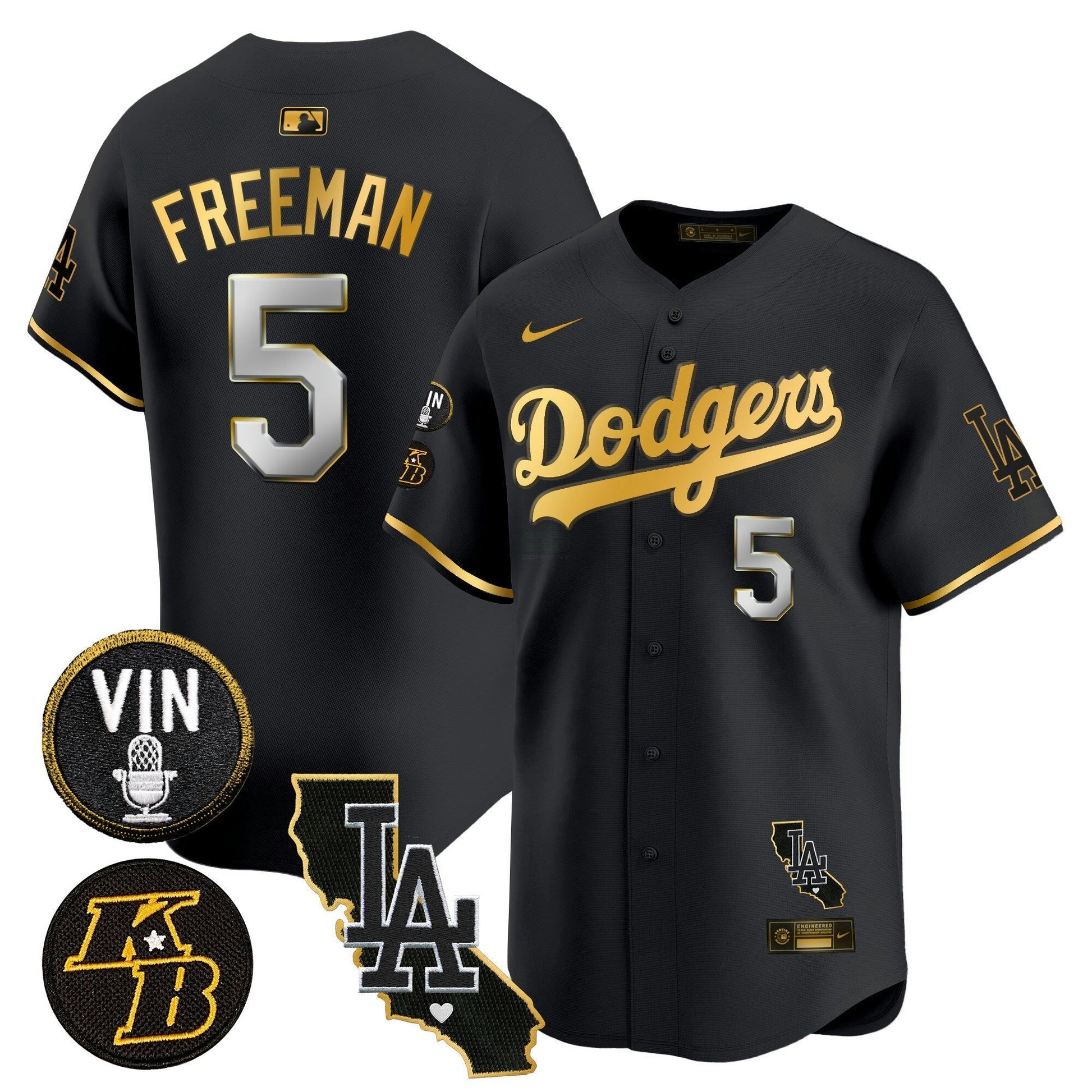 Camisa MLB Men’s Vin & Kobe Patch Dourada Trim Vapor Premier Limited Jersey V2