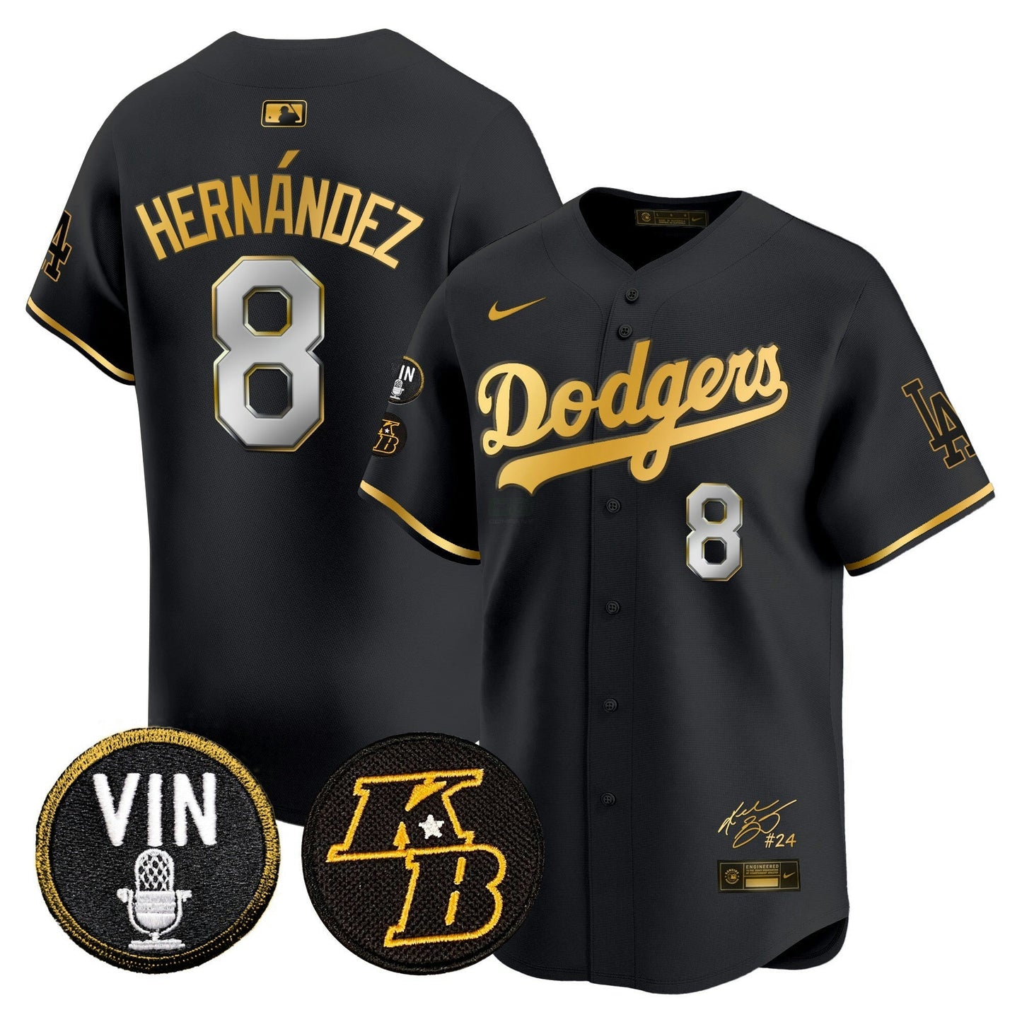 Camisa MLB Men’s Vin Patch & Kobe Bryant Signature Vapor Premier Limited Jersey