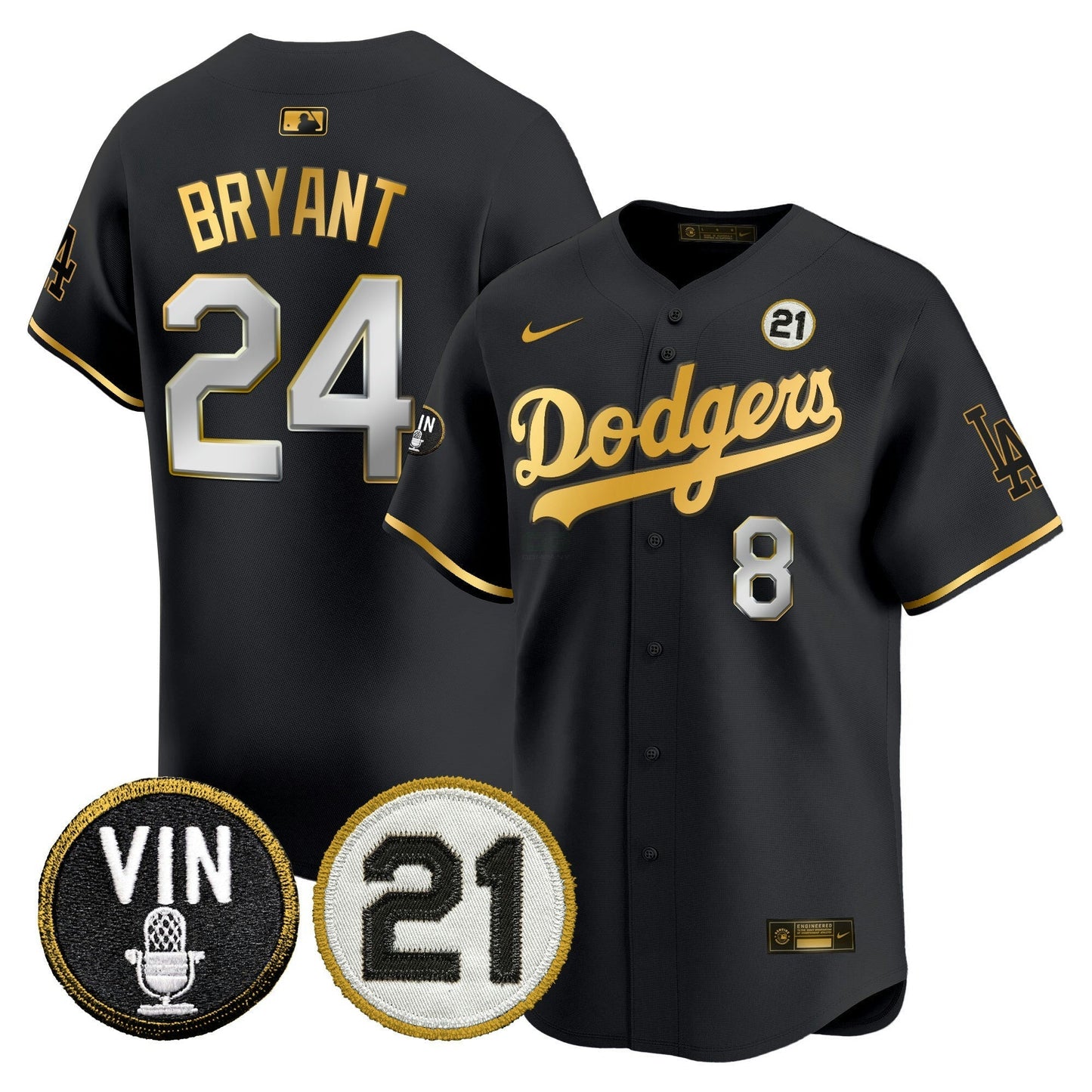 Camisa MLB Men’s Vin & Roberto Patch Dourada Trim Vapor Premier Limited Jersey