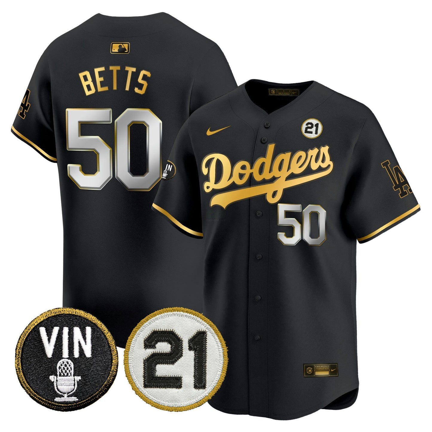 Camisa MLB Men’s Vin & Roberto Patch Dourada Trim Vapor Premier Limited Jersey