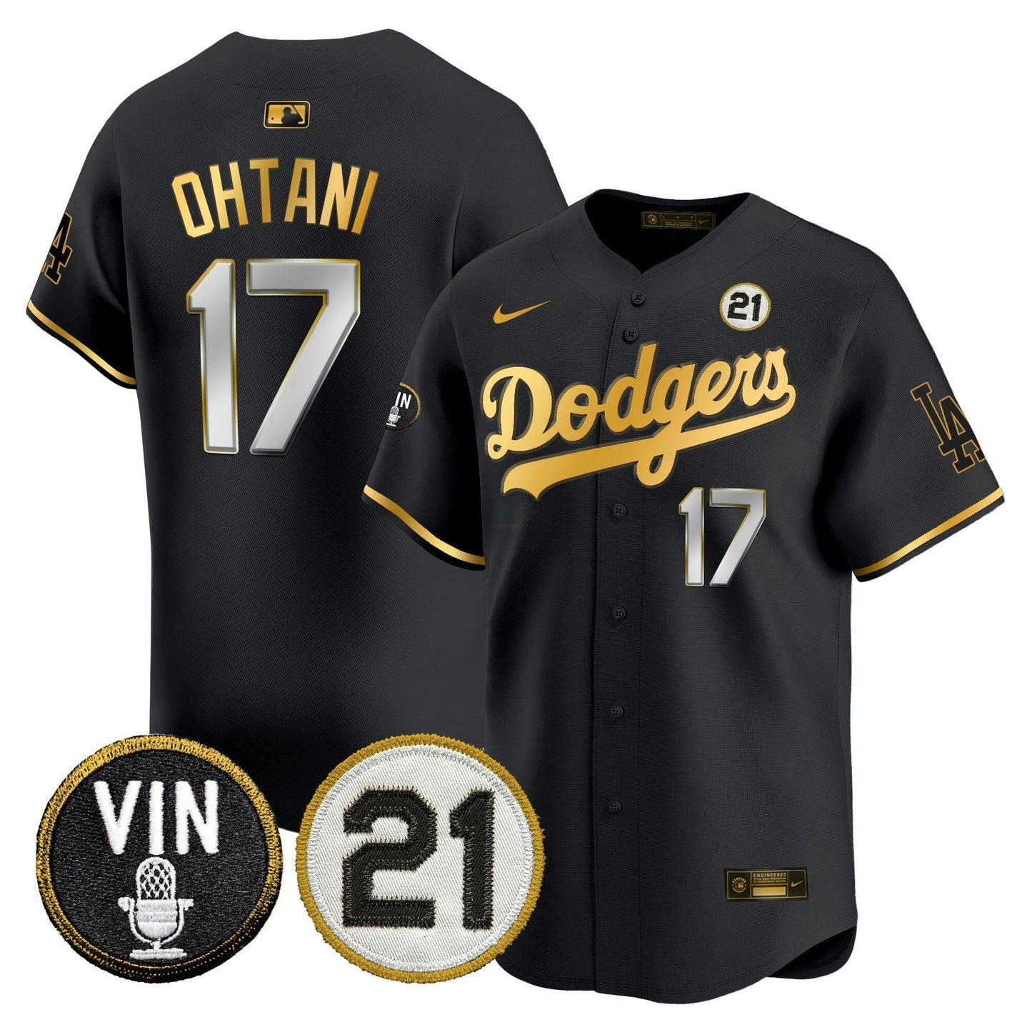 Camisa MLB Men’s Vin & Roberto Patch Dourada Trim Vapor Premier Limited Jersey
