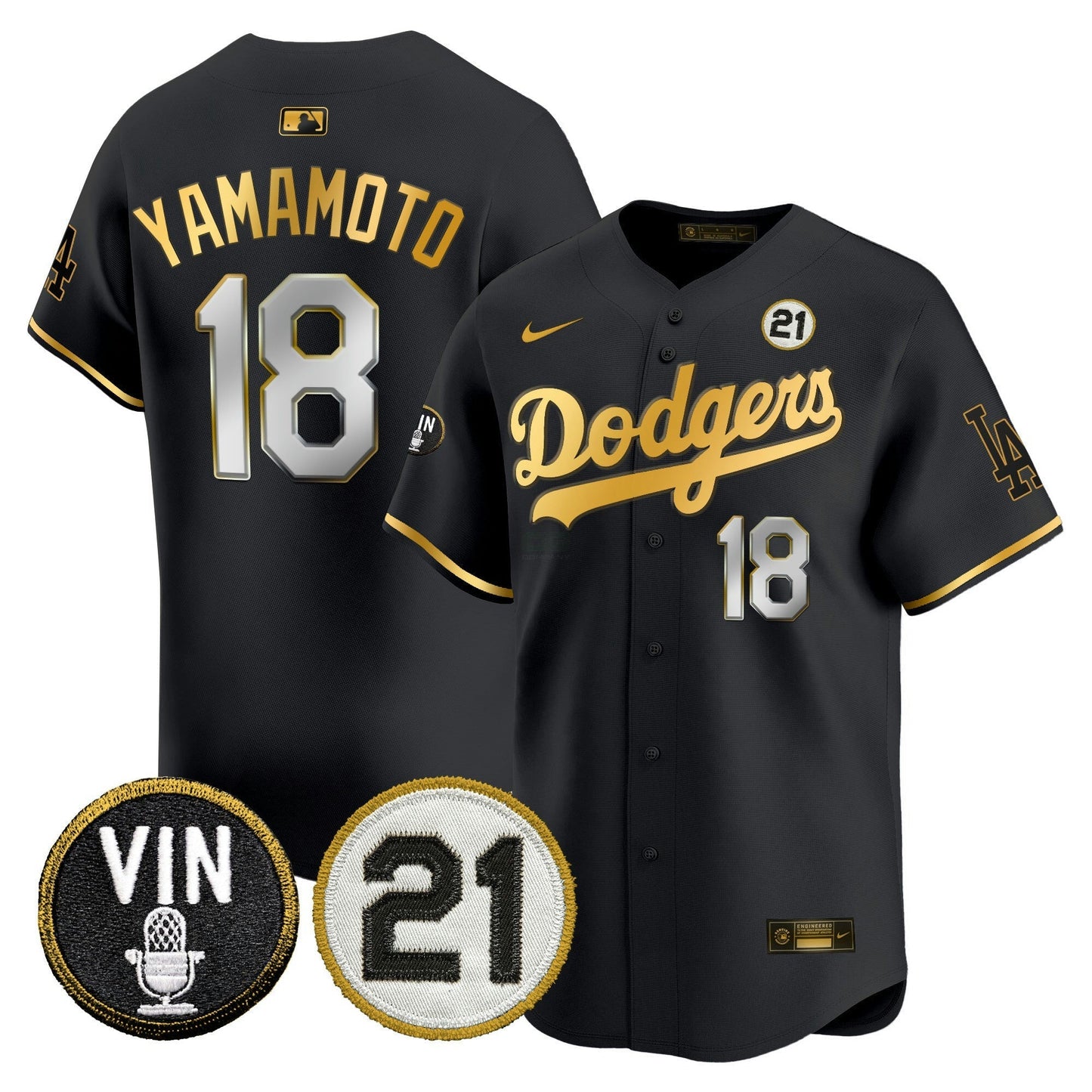 Camisa MLB Men’s Vin & Roberto Patch Dourada Trim Vapor Premier Limited Jersey
